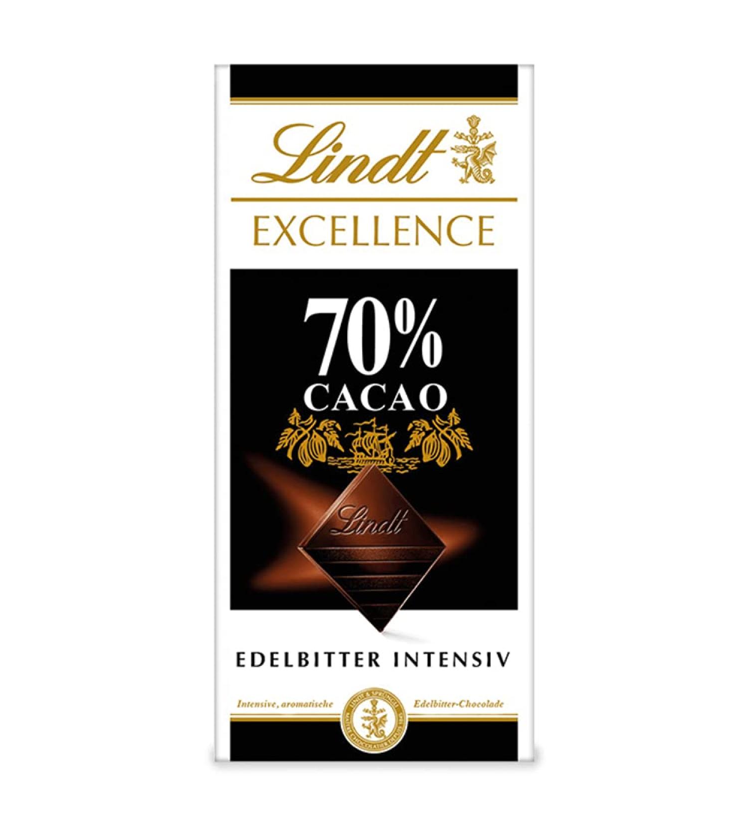 Lindt Excellence 70% Cocoa Dark Chocolate - Vegan Full-Bodied 100g Tafel | Intense Cocoa Taste | Perfect Chocolate Gift - Buy Online on GoSupps.com