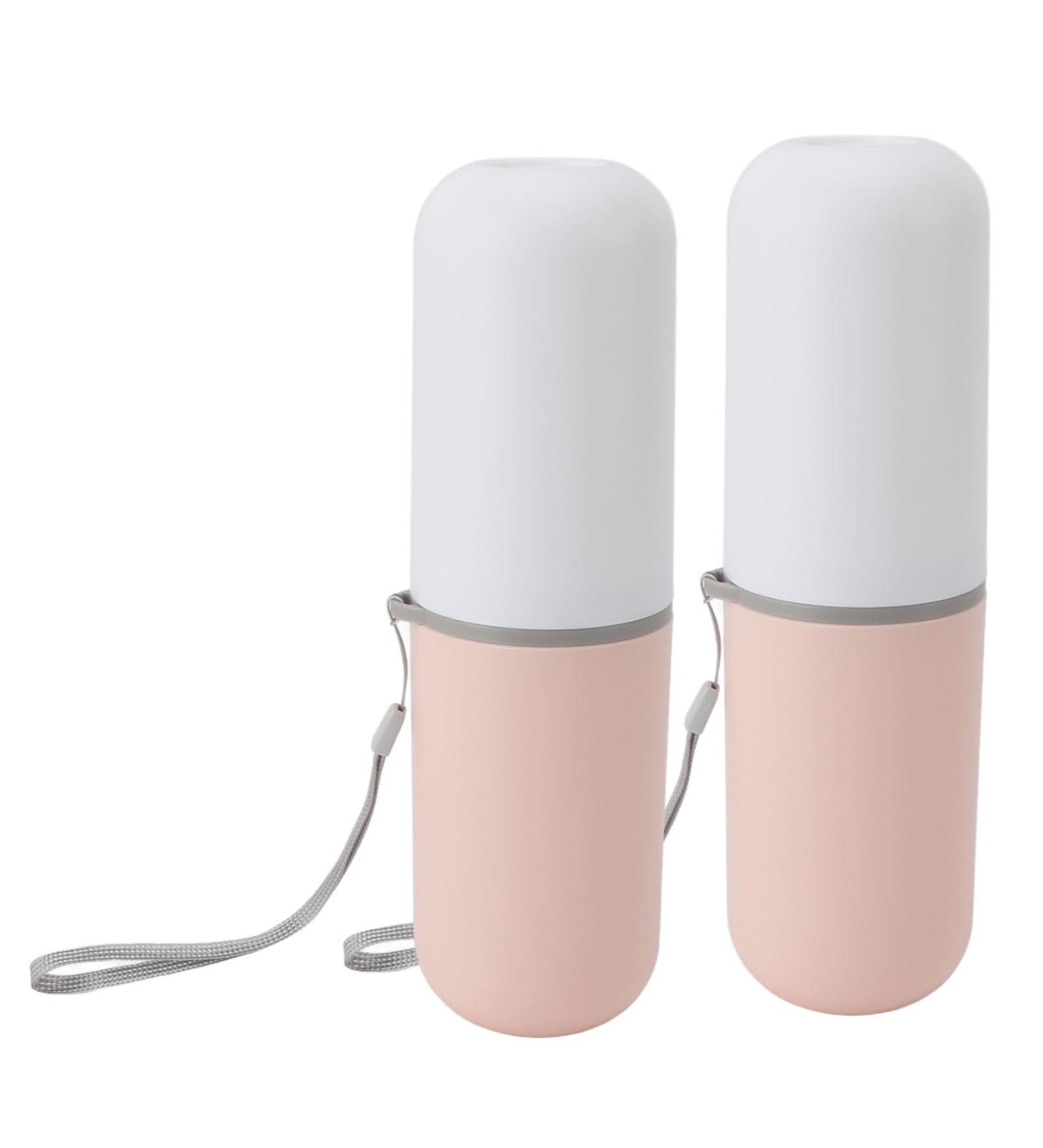Travel Toothbrush Holder Case - Multifunctional Portable Plastic Cup (White Pink) for International Shipping - Buy Online on GoSupps.com