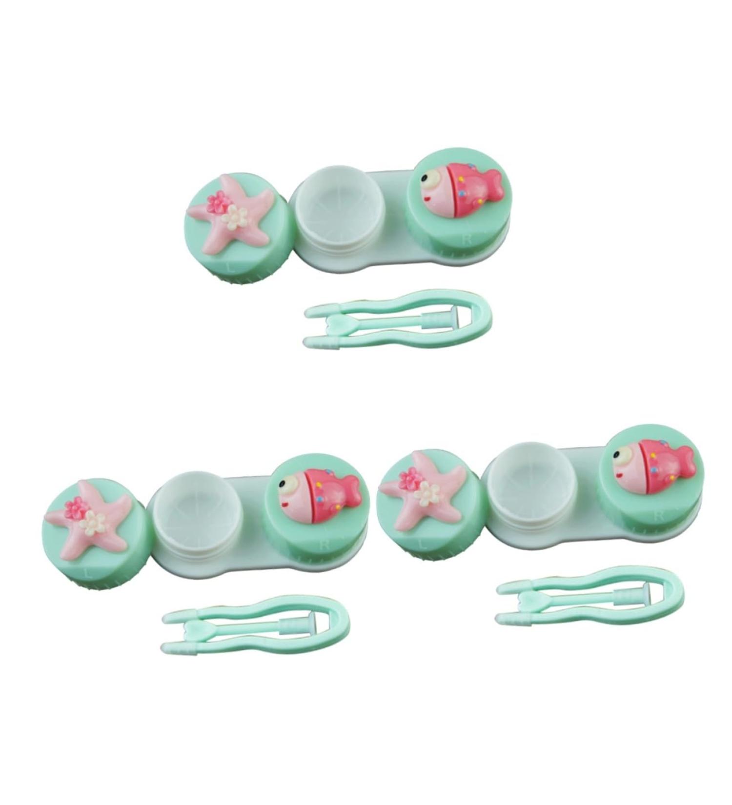 Buy Healeved 3pcs Cartoon Contact Lens Case Portable Lens Box & Storage with Pentagram & Little Fish Design for Travel International Shipping Available - Buy Online on GoSupps.com