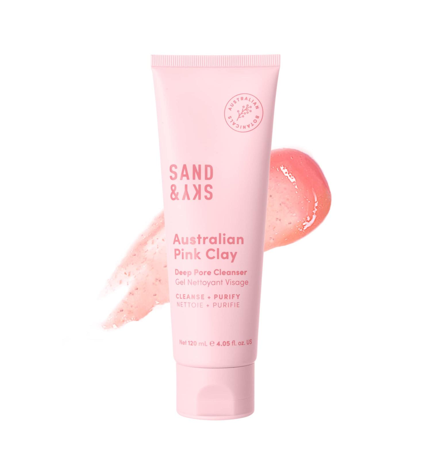 Sand & Sky Australian Pink Clay Deep Pore Cleanser 4.05 fl oz - pH 5.5 Gel Cleanser for Clear Skin, Reduce Pores, Exfoliate, Hydrate & Moisturize - Buy Online on GoSupps.com