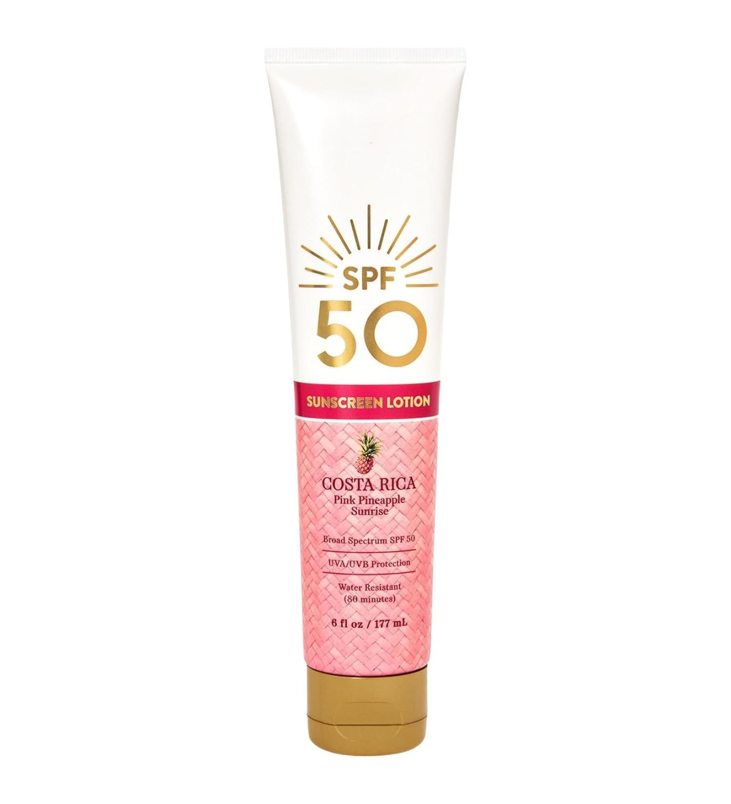 Bath & Body Works Costa Rica Pink Pineapple Sunrise Broad Spectrum SPF 50 Sunscreen Lotion - 6 fl oz / 177 mL (Costa Rica 50 Sun Protection Factor (SPF))