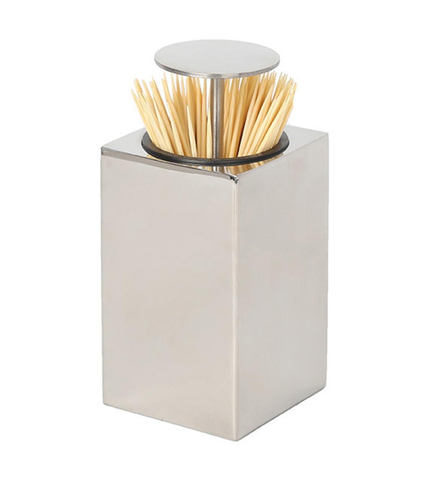 Automatic Toothpick Box - Stainless Steel Container for Caf s & Hotels | Portable Pressing Toothpick Holder - Buy Online on GoSupps.com