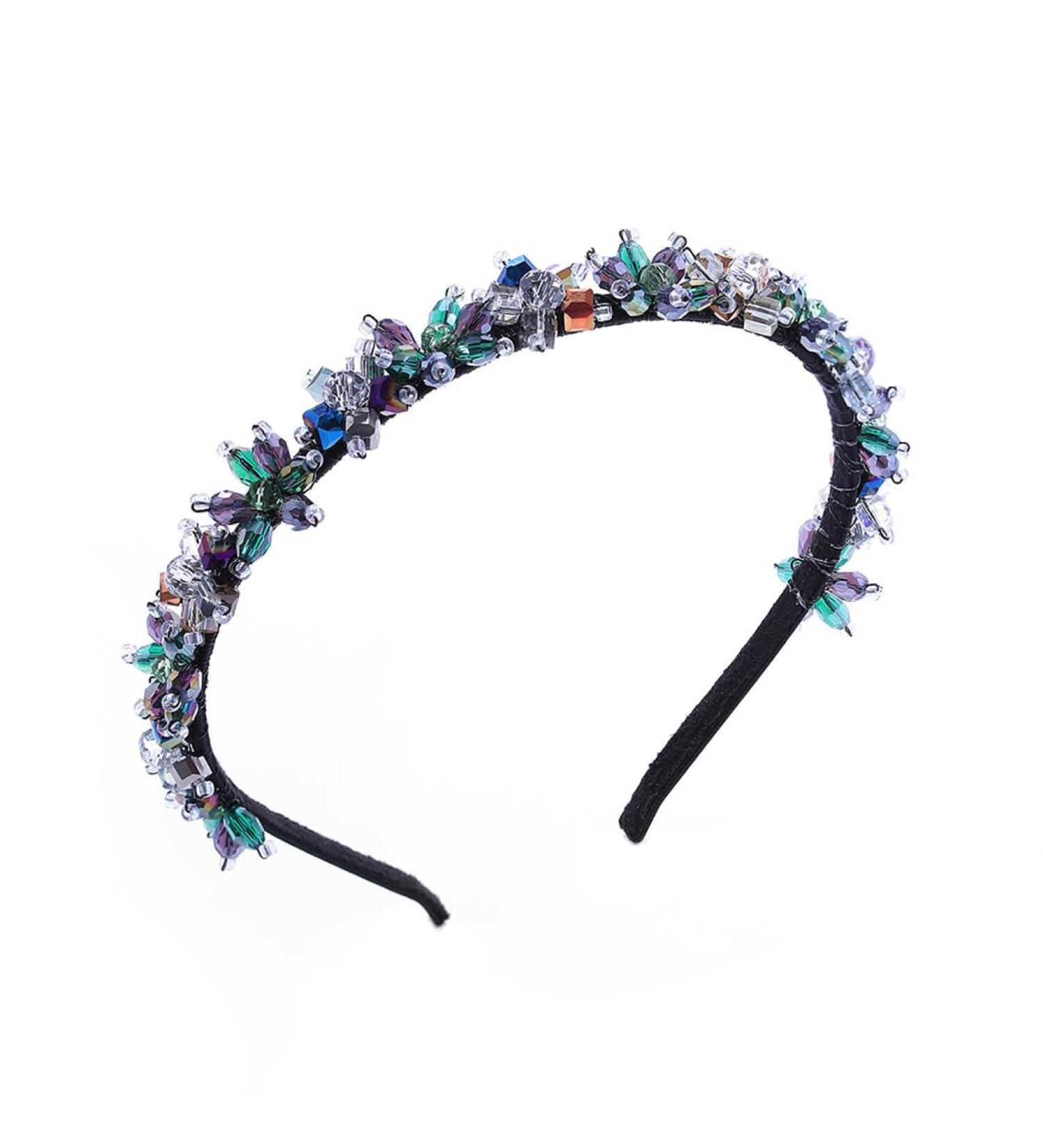 IYOU Vintage Rhinestone Headbands Sparkly Crystal Green Hair Bands Flower Prom Party Hair Accessories for Women and Girls - Buy Online on GoSupps.com