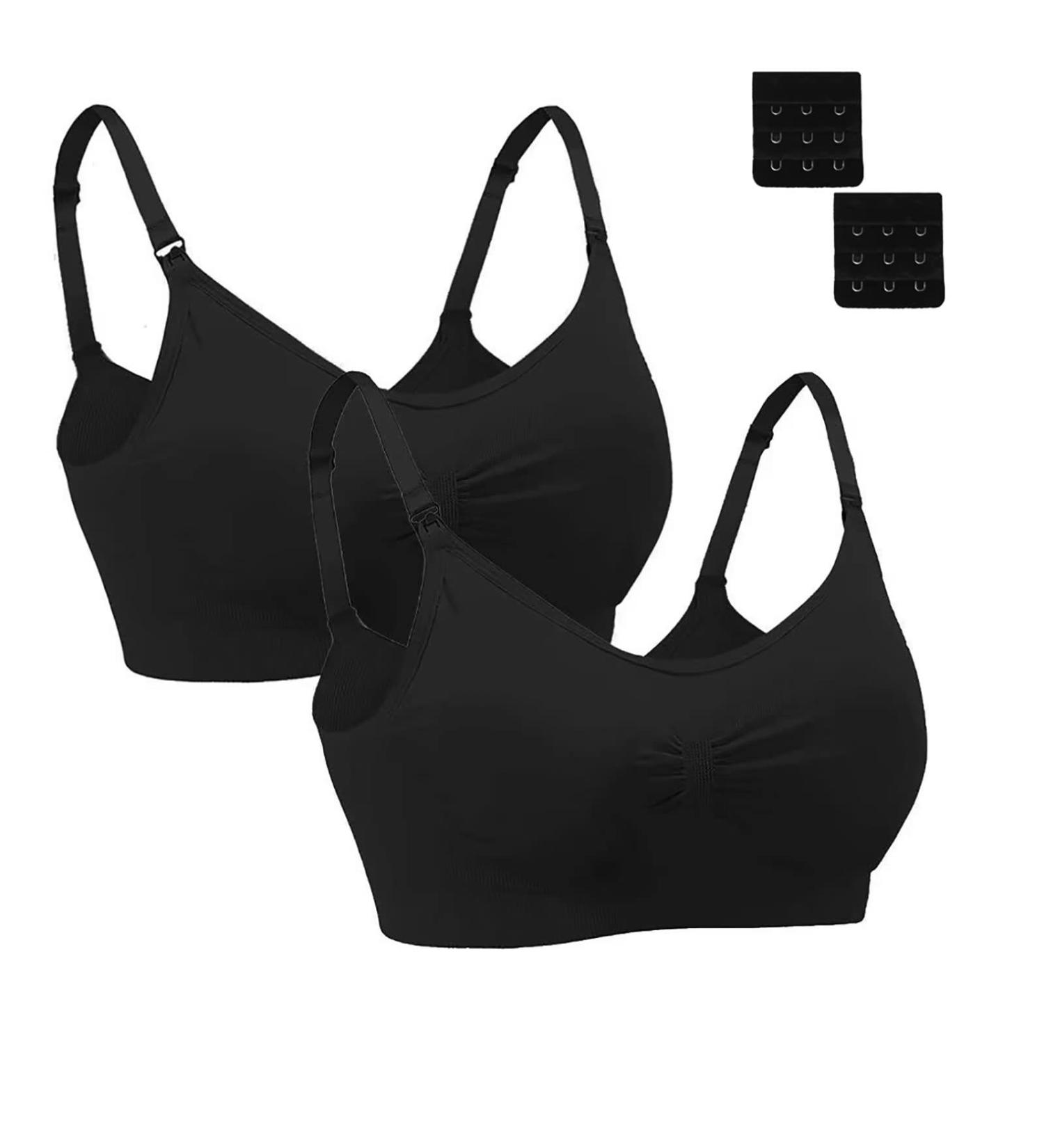 Dreamburn Maternity Nursing Bra - Wireless, Seamless, Comfortable - 4 Rows Adjust Hook, Removable Spill Prevention Pads, Extenders - Black (2 Pack, Style 1) - Size L - Buy Online on GoSupps.com