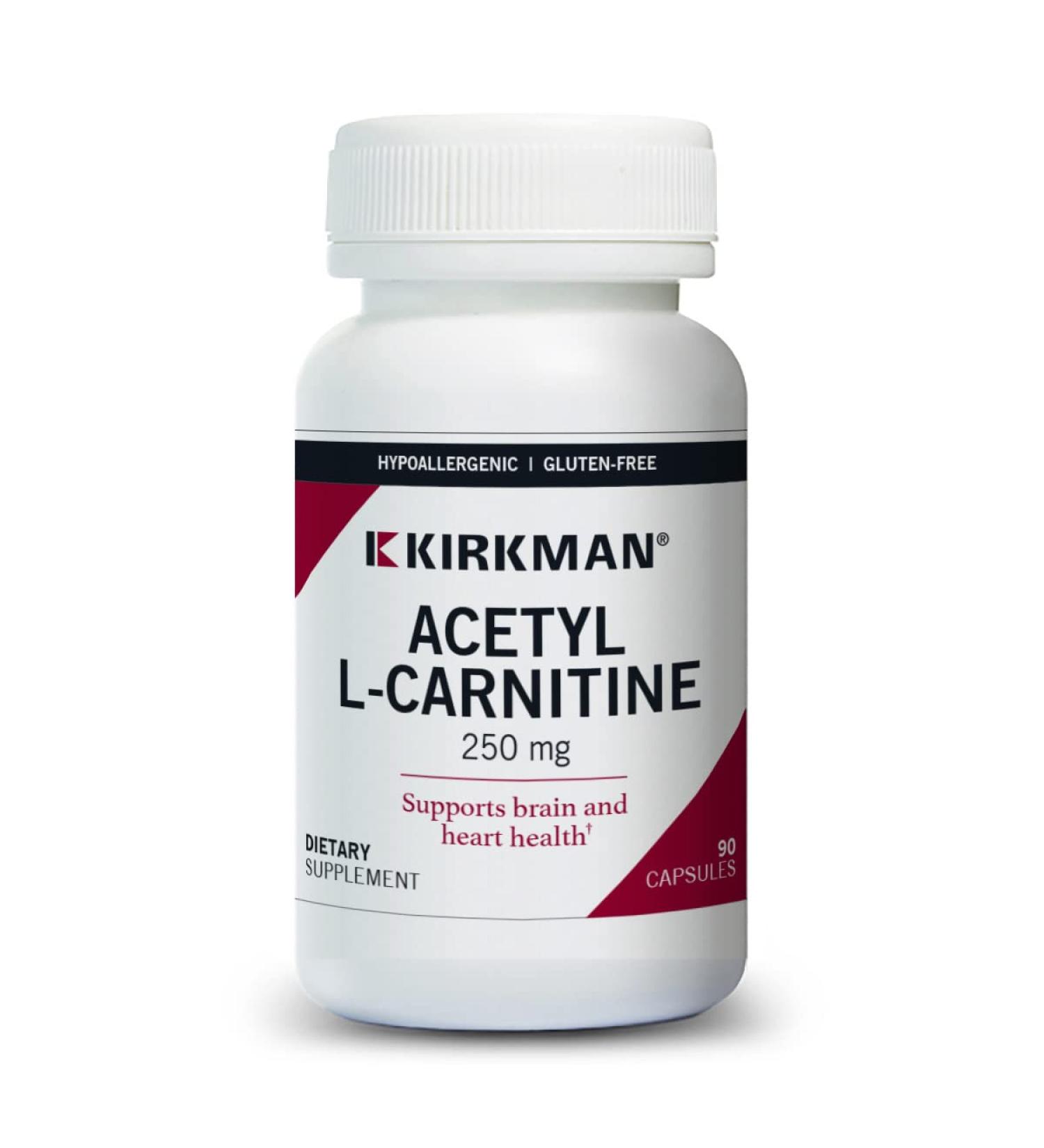 Kirkman Acetyl L-Carnitine 250 mg - 90 Capsules | Boost Cellular Energy & Hypoallergenic Formula - International Shipping Available - Buy Online on GoSupps.com