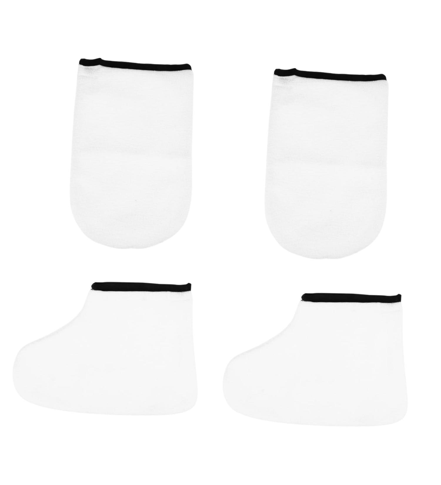 Ipetboom 2 Pairs Leather Horn Boots Remover Socks Paraffin Wax Light Wax Bath Hand Mitts Moisturizing Gloves Thickened Foot Covers Men Body Short Boots White Polyester Lining Spa - Buy Online on GoSupps.com