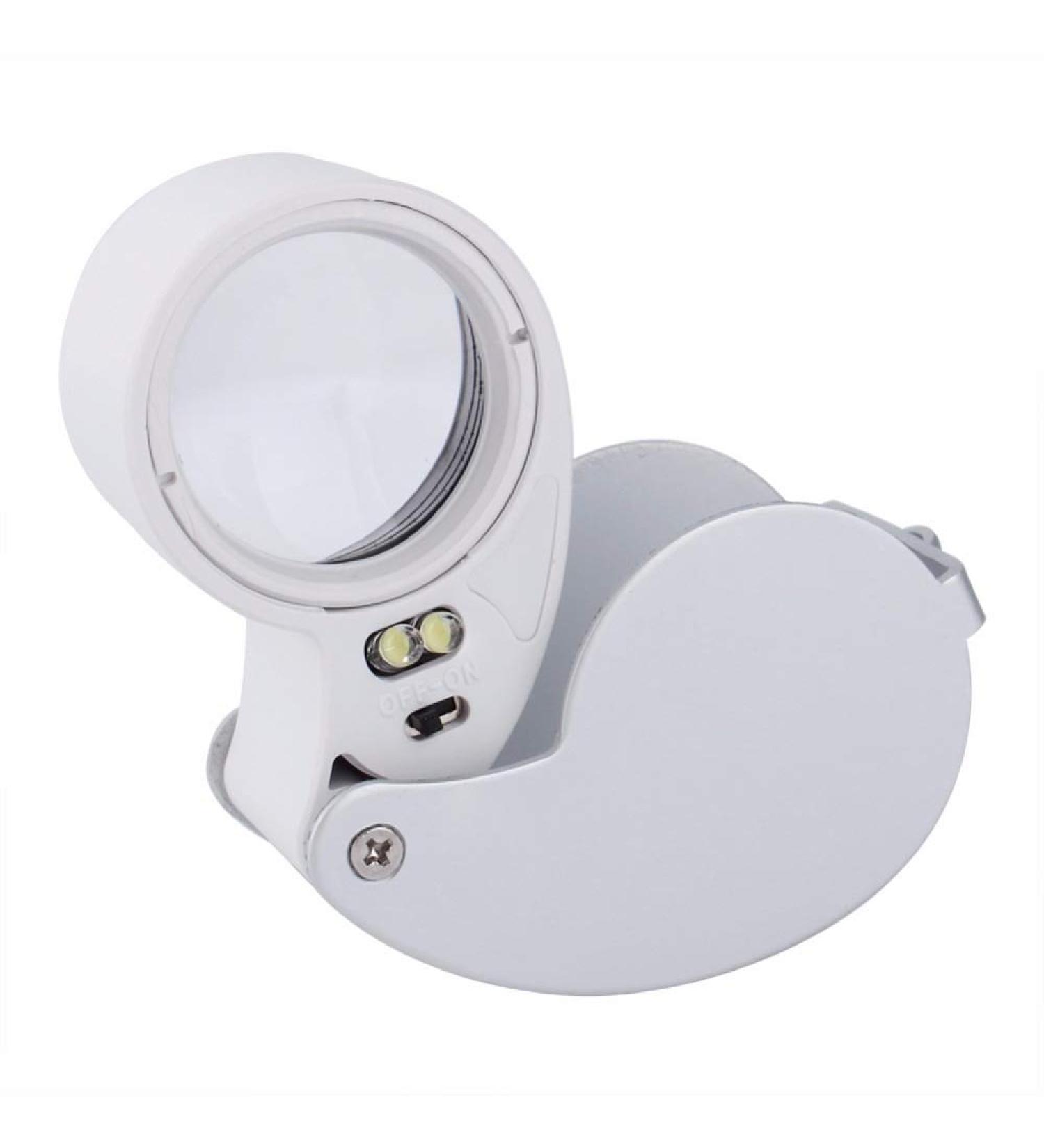 Sliver 40X Potable Handheld Reading Magnifying Lenses Glass Lupa Jeweler Loupe Illuminated Magnifier with LED Light Lamp - Buy Online on GoSupps.com