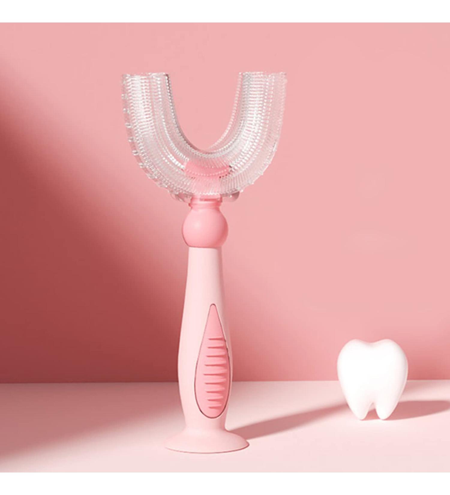ZALUJMUS Kids U-Shaped Toothbrush for Toddlers and Children | Food Grade Soft Silicone Brush | 360 Oral Teeth Cleaning Design | Manual Training Tooth Brush (6-12Y Pink) - Buy Online on GoSupps.com