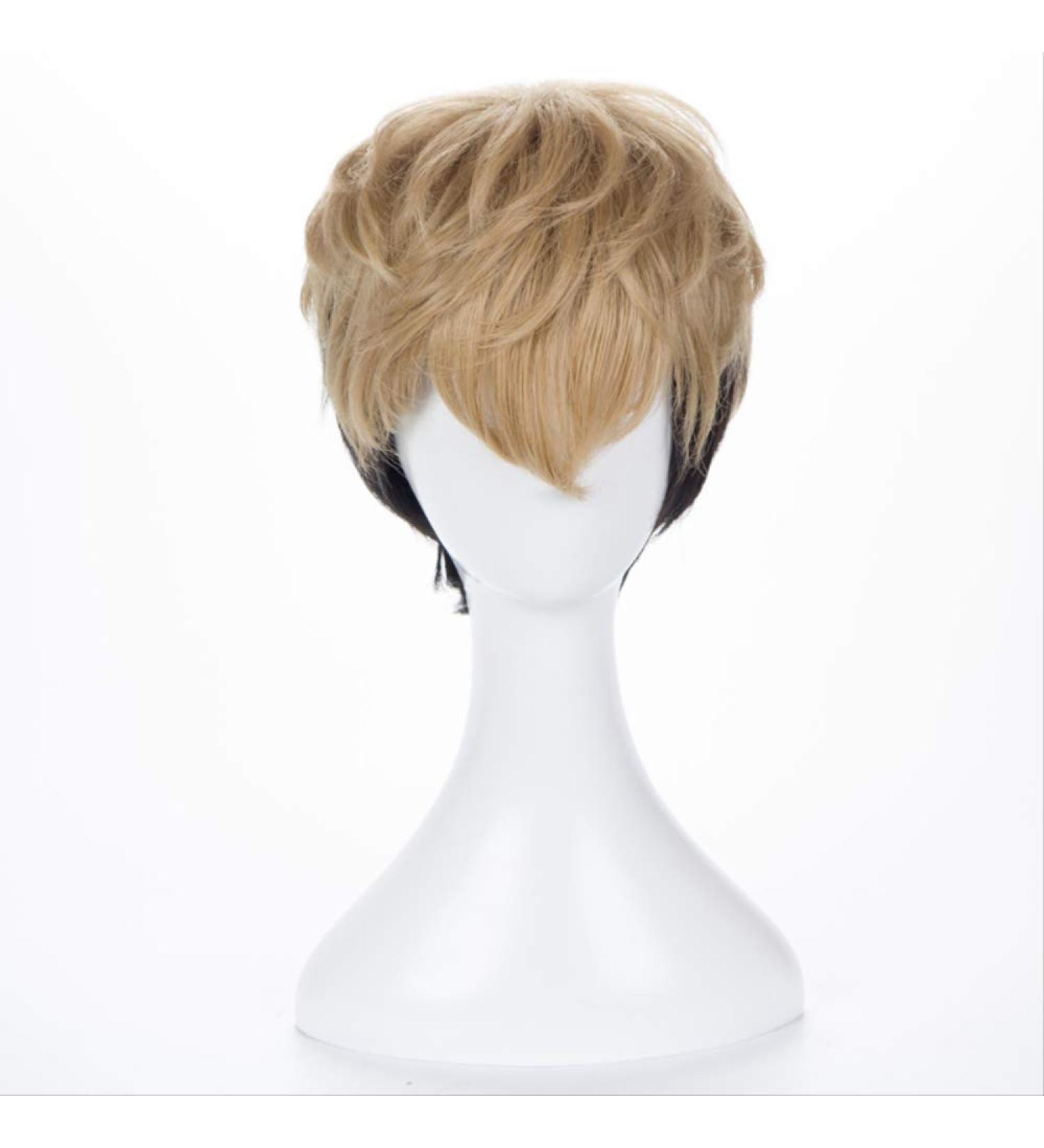 Killing Stalking SangWoo Wig - Short Black Ombre Heat Resistant Synthetic Hair Cosplay + Wig Cap - Buy Online on GoSupps.com