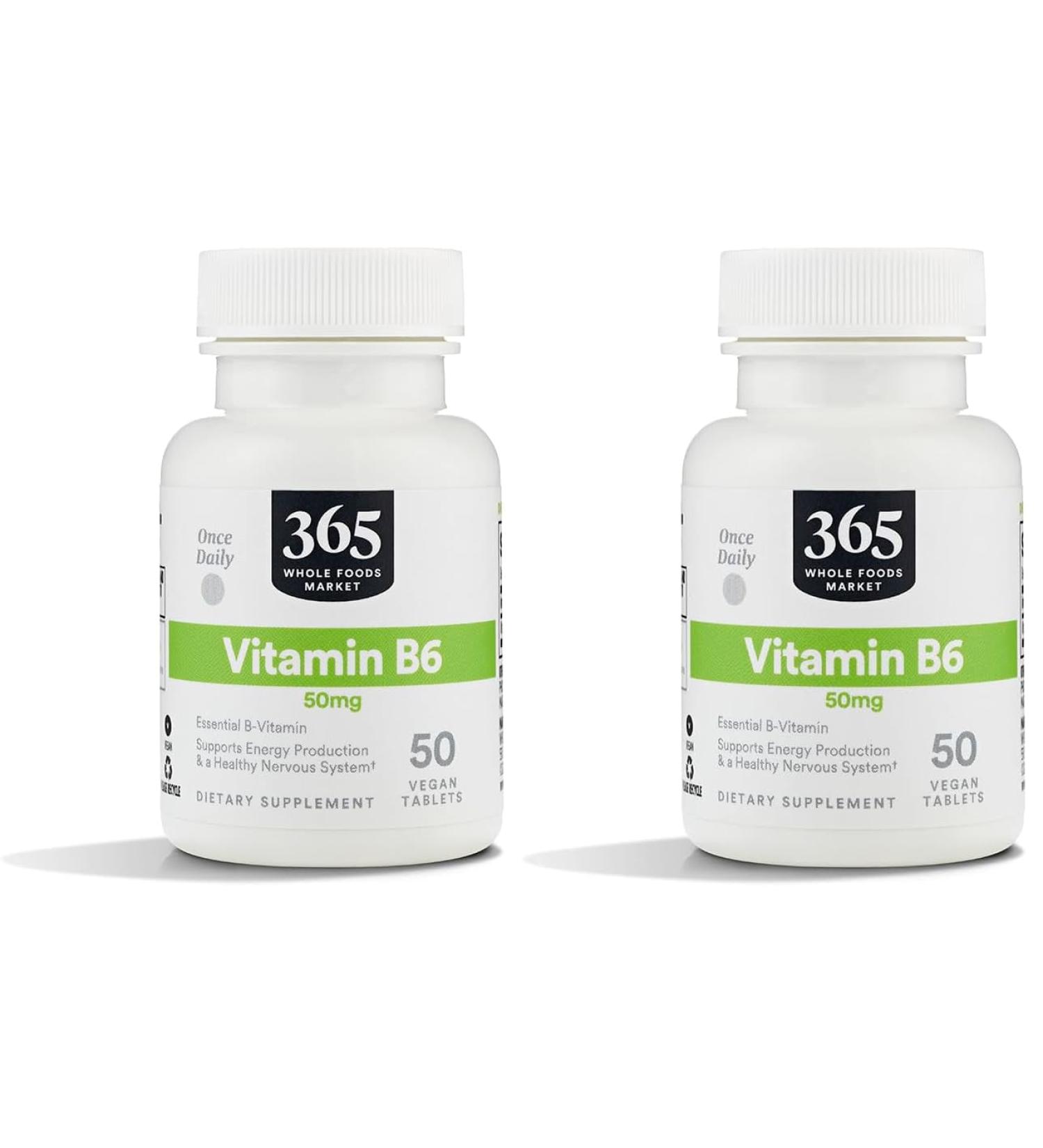 365 by Whole Foods Market Vitamin B6 50Mg 50 Tablets (Pack of 2) 50 Count (Pack of 2)