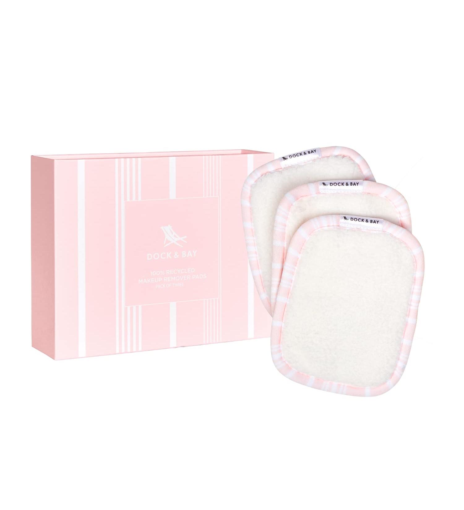 Dock & Bay Reusable Makeup Pads - Ultra Soft Washable - 3 Pack with Wash Bag - Peppermint Pink - 12x10cm - Buy Online on GoSupps.com