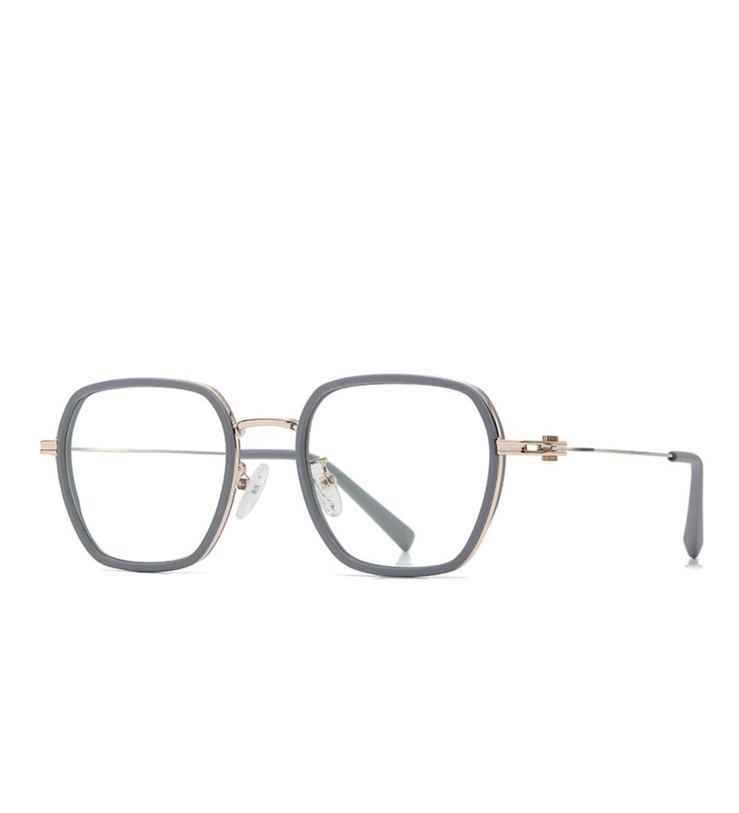 Buy Metal TR90 Square Frame Blue Light Blocking Glasses - Anti UV Ray Computer & Reading Glasses for Men & Women - Gray-Gold 49mm - Buy Online on GoSupps.com