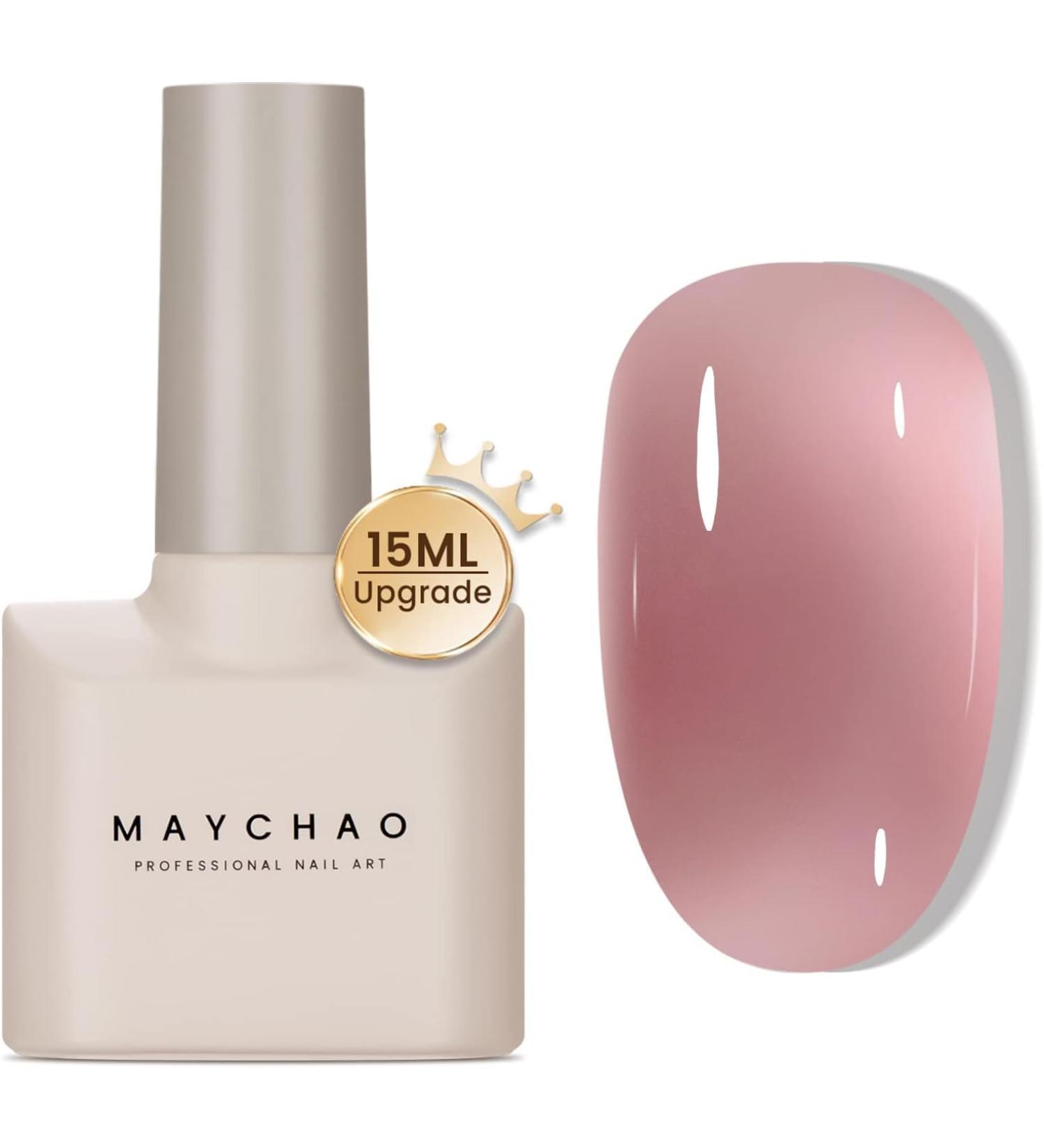 MAYCHAO Jelly Gel Nail Polish 15ML - Sheer Pink Gel Polish for DIY Manicure - Soak Off UV LED Nude French Nail Art - Home Salon Professional Quality - Buy Online on GoSupps.com
