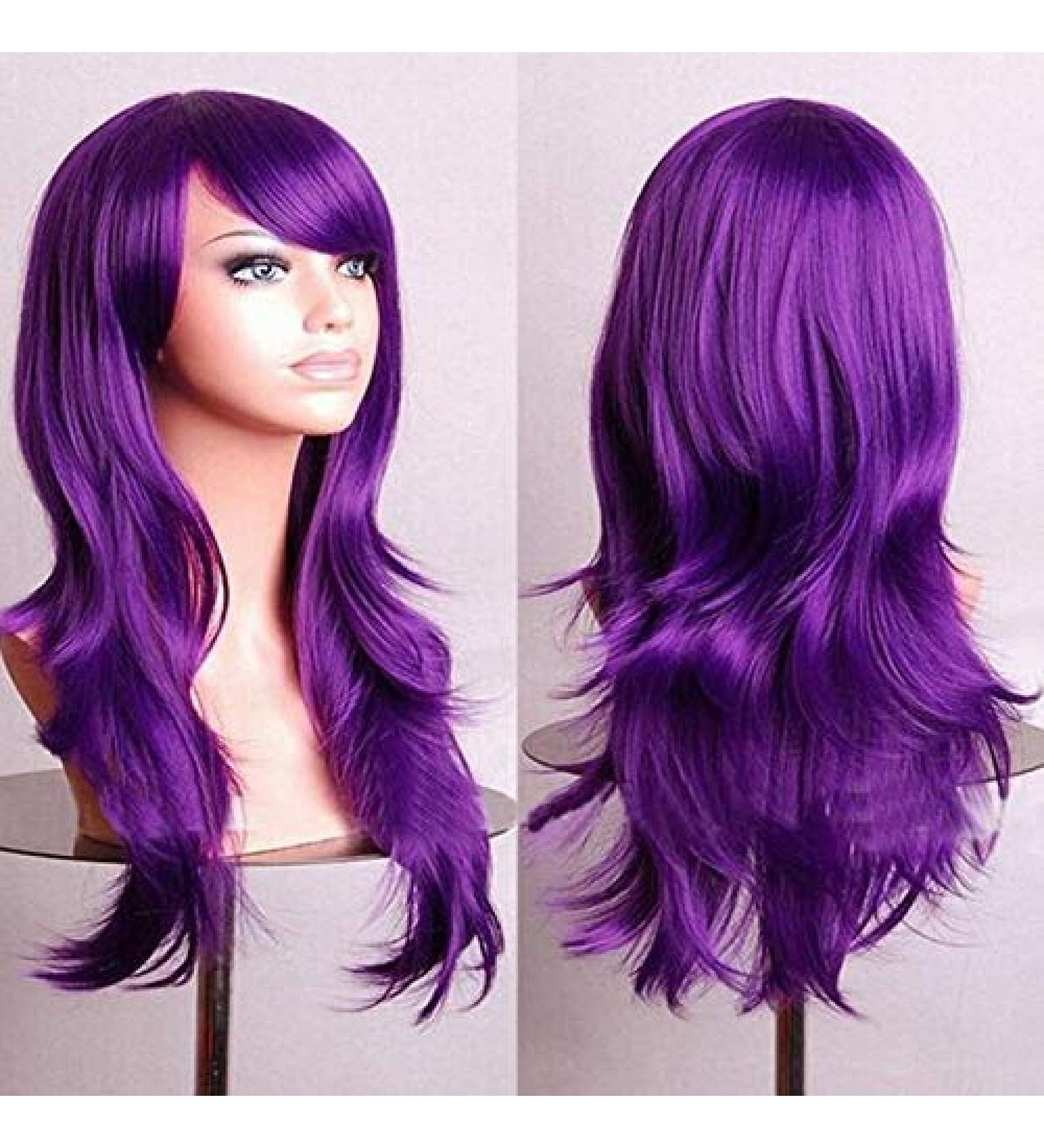 LFMDJF 70cm Wavy Red Wigs Fake Hairpieces Synthetic Hair Black Purple Pink Blue Wig for Women 28inches Sliver TP20