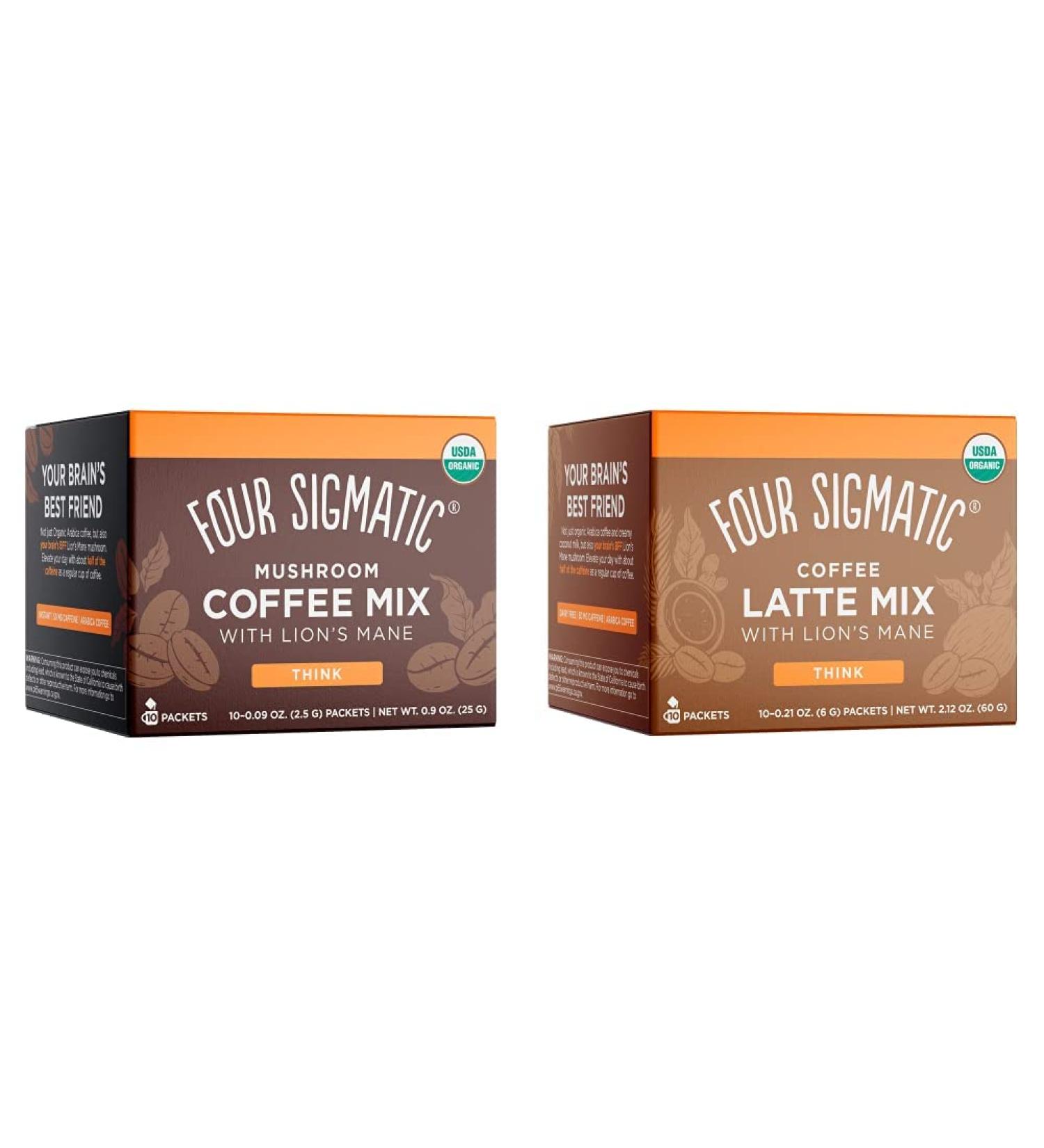Four Sigma Foods RAWE-FSMCLM-FR Four Sigmatic Mushroom Coffee Mix & Chaga 10 Servings X 2.5g Lion's Mane & Chaga 10 Count & Coffee Latte Mix with Lion's Mane Eng 10 X 6 g sachets 60 gram - Buy Online on GoSupps.com