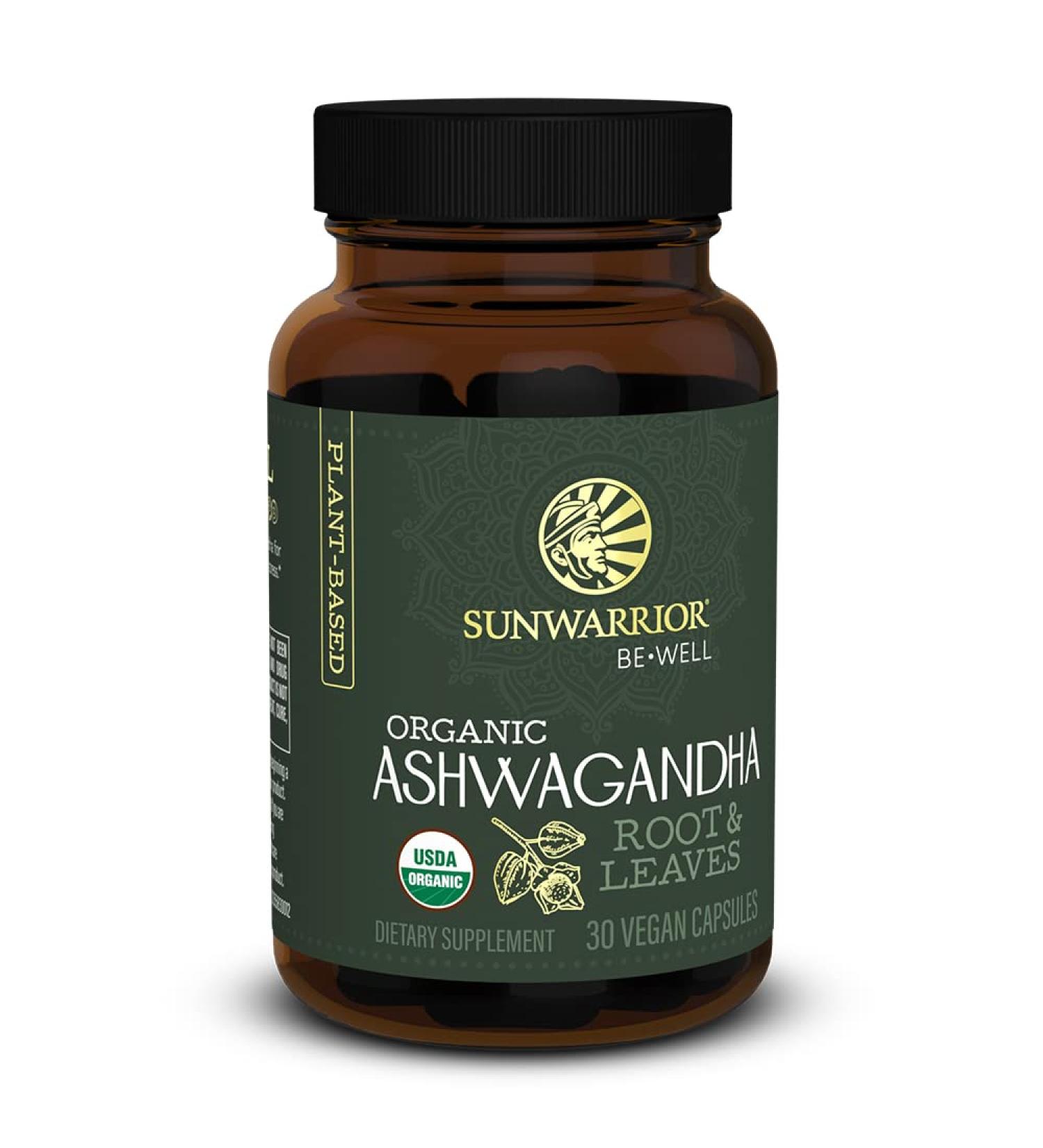 Sunwarrior Ashwagandha with Organic Black Pepper | 30 Capsules - Sleep Aid, Stress Relief, Immune Support | Promotes Calm & Relaxation | Gluten Free, Dairy Free, Non GMO, Keto, Raw Organic - Buy Online on GoSupps.com