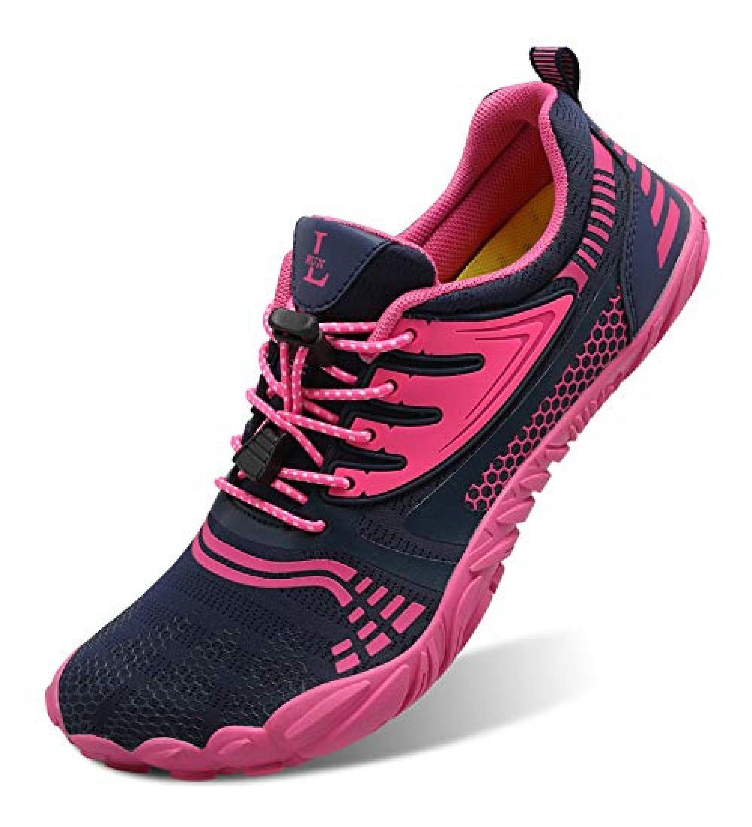 L-RUN Athletic Water Hiking Shoes | Beach Sports Shoes for Women Men | Navy Pink | Size 7.5 Women/6 Men - Buy Online on GoSupps.com