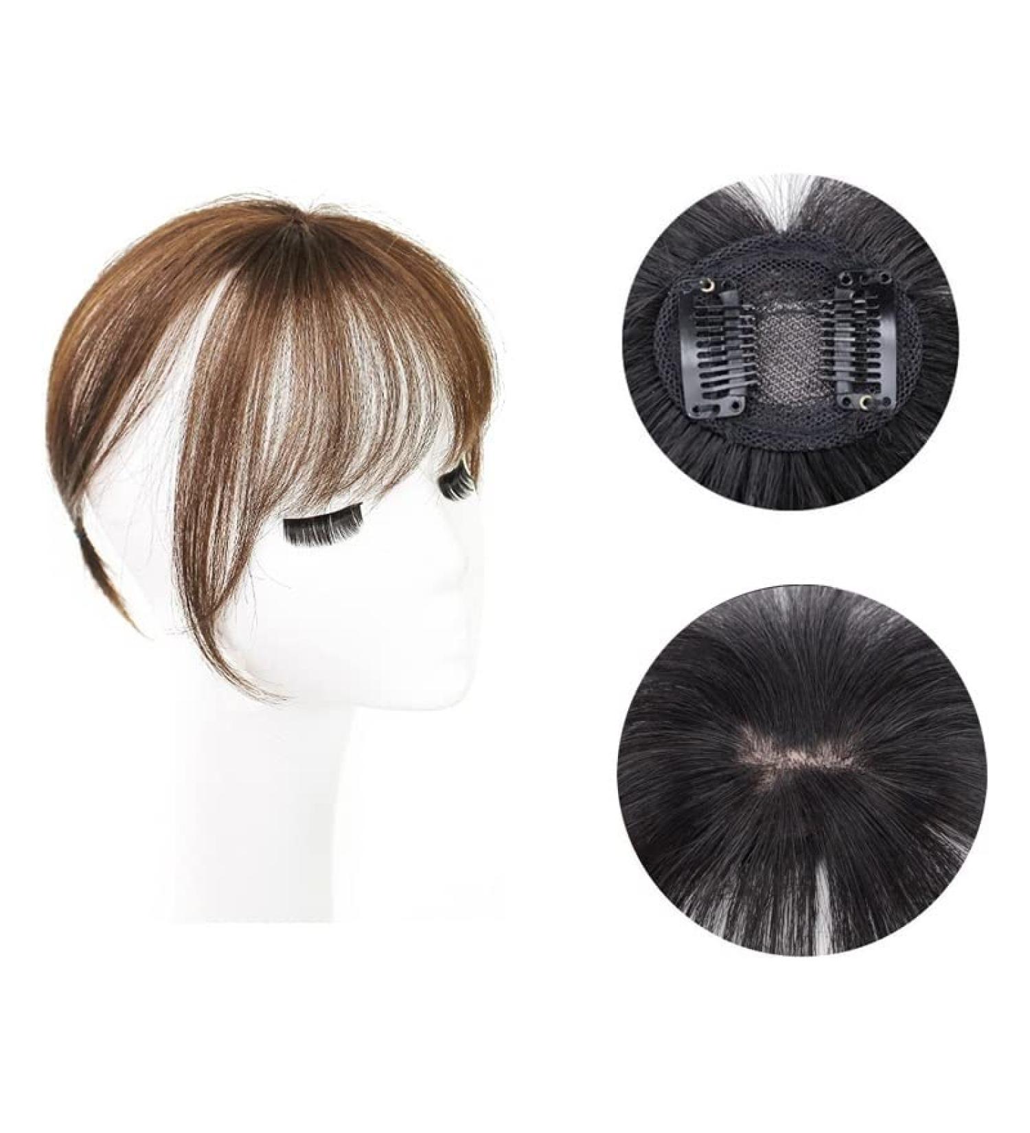 Bangs Hair Clip Clip in Bangs Mini Fringe Hairpiece Straight Clip in Forehead Topper with Wispy Bangs Extension Thin 3D Air Hair Bangs Invisible Seamless Straight Neat Bangs Bangs Clip in Hair (Color 3D light brown - Buy Online on GoSupps.com