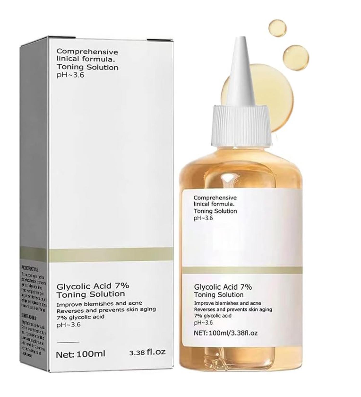 Glycolic Acid 7% Toning Resurfacing Solution - Glycolic Sour 7% Toner - Hydrating Toning Solution - Skincare Hyaluronic Acid Serum - for Blemishes and Acne Prevents Skin Aging Strengthen Your Skin - Buy Online on GoSupps.com