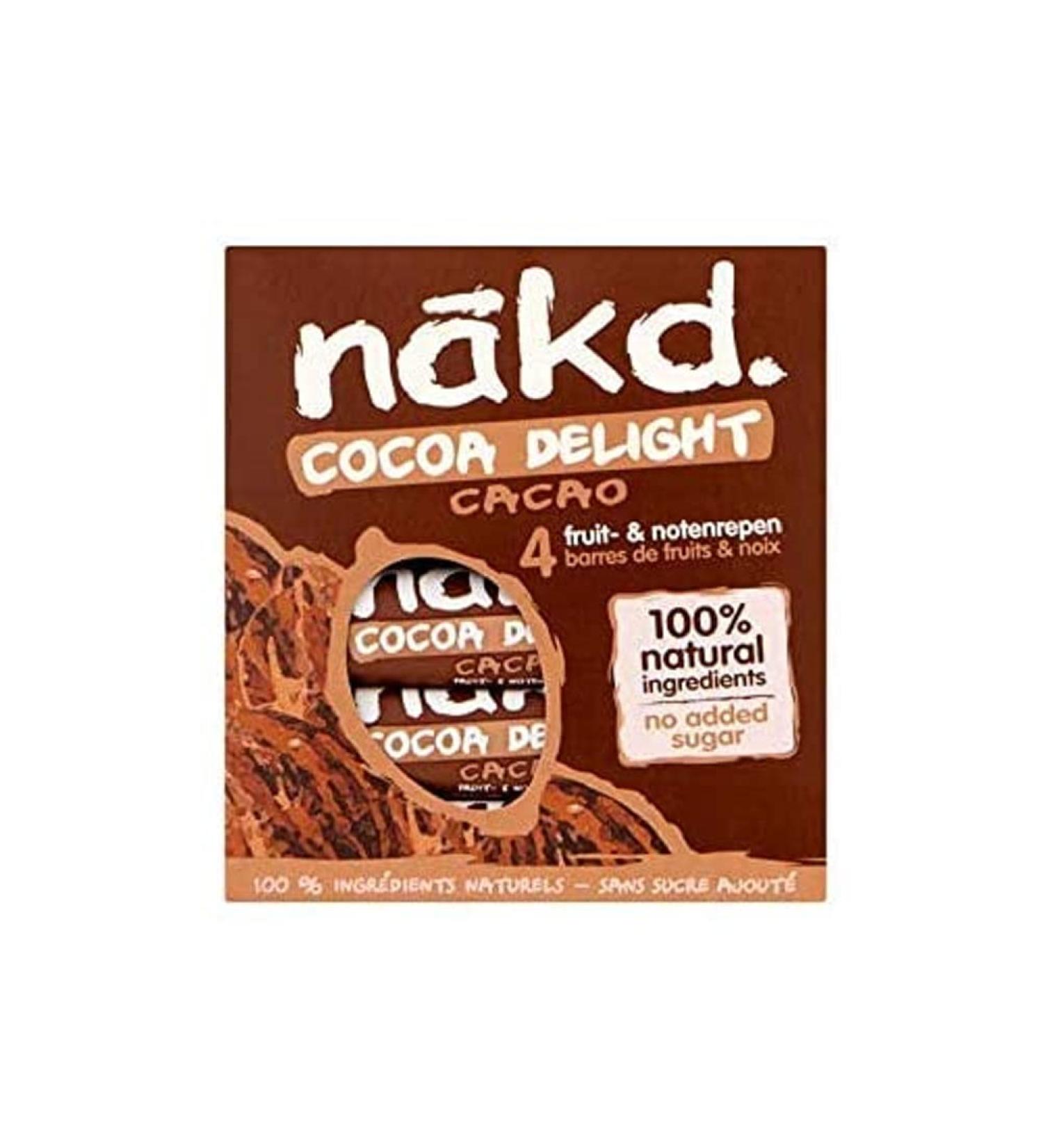 Nakd Cocoa Cocoa Delight Fruit Bars and Cashews/Cocoa Nuts 100% Natural Ingredients No Sugar Added 4 x 35g 140g