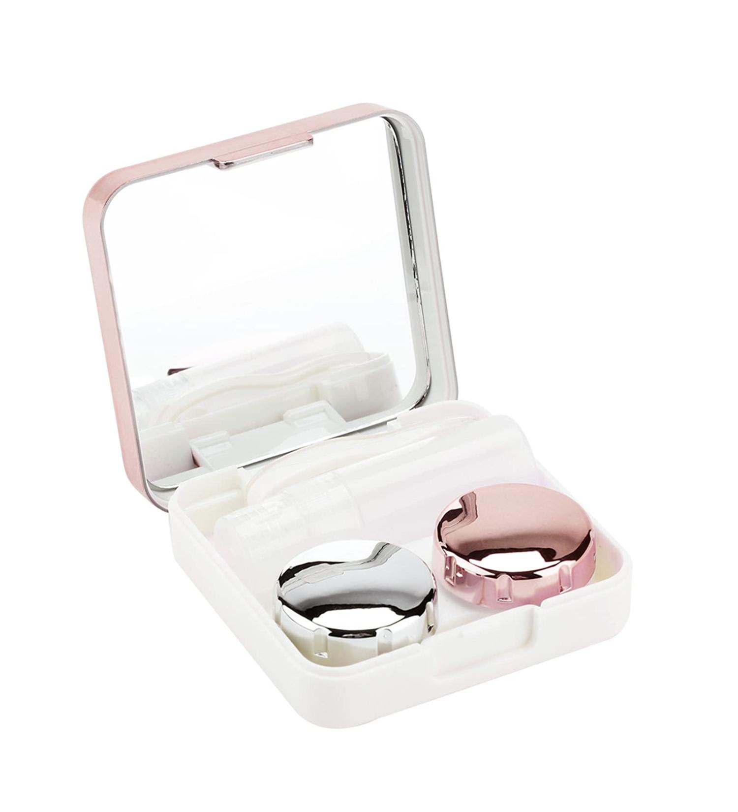 Light Pink Reflecting Contact Lens Container Set | Stylish Durable & Hygienic | Ideal for Home & Travel - Buy Online on GoSupps.com