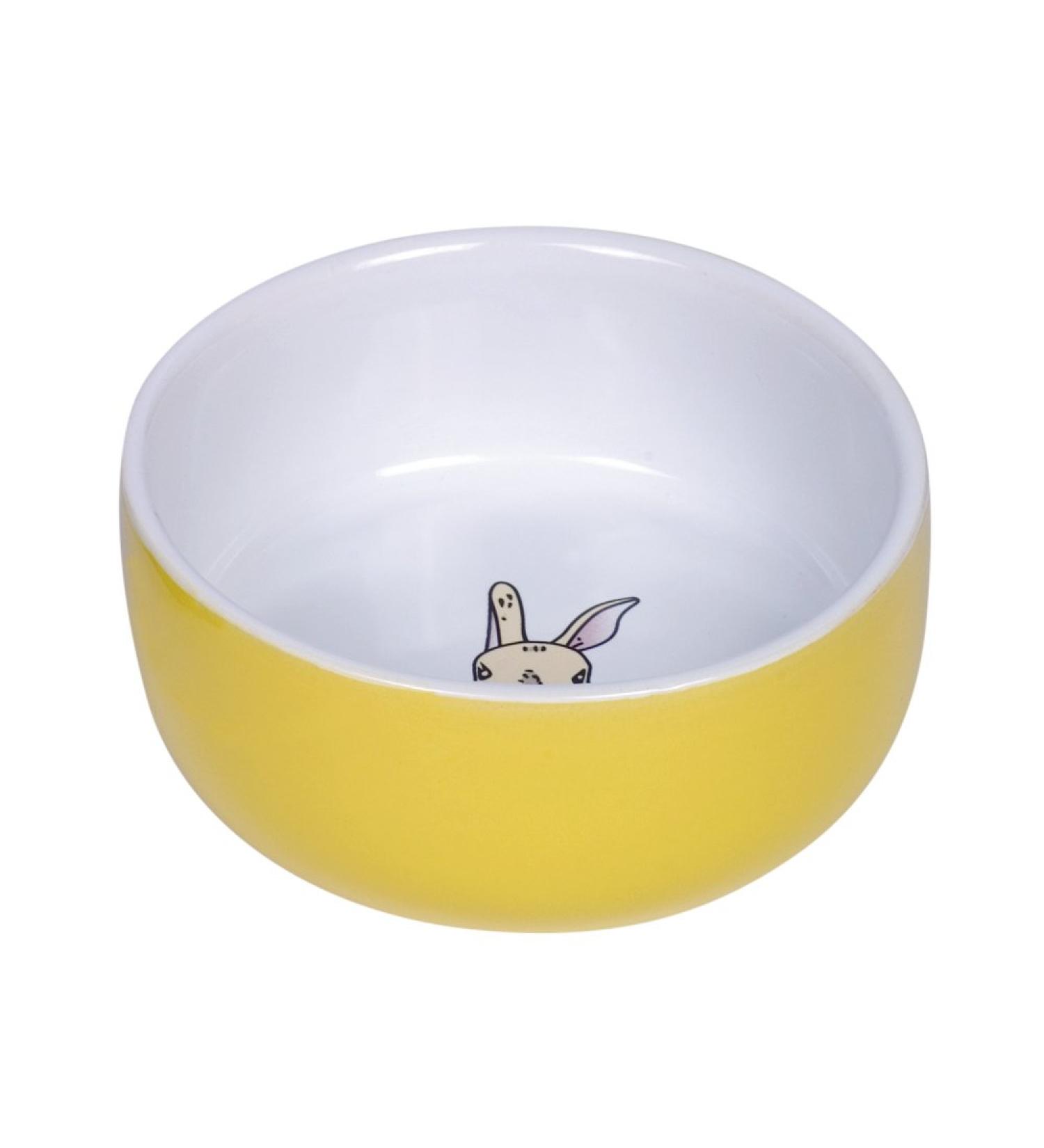 Nobby Rabbit Rodent Ceramic Bowl Diameter 11 cm x 4.5 cm Yellow / White yellow/white - Buy Online on GoSupps.com