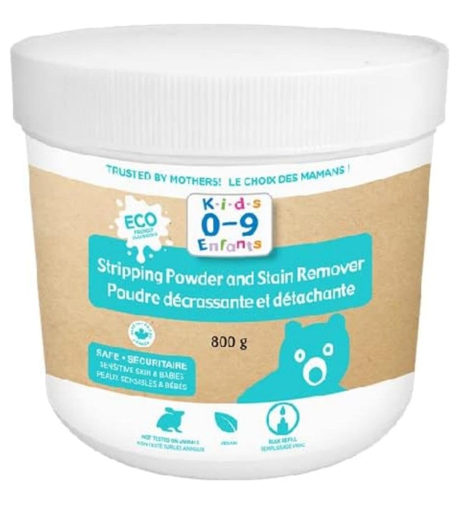Kids 0-9 - Stripping Powder and Stain Remover 800g - Ideal to Strip Cloth Diapers - Removes Stubborn Stains From all your Family s Clothing - Ideal to Remove Grease Stains - Safe on Fabrics