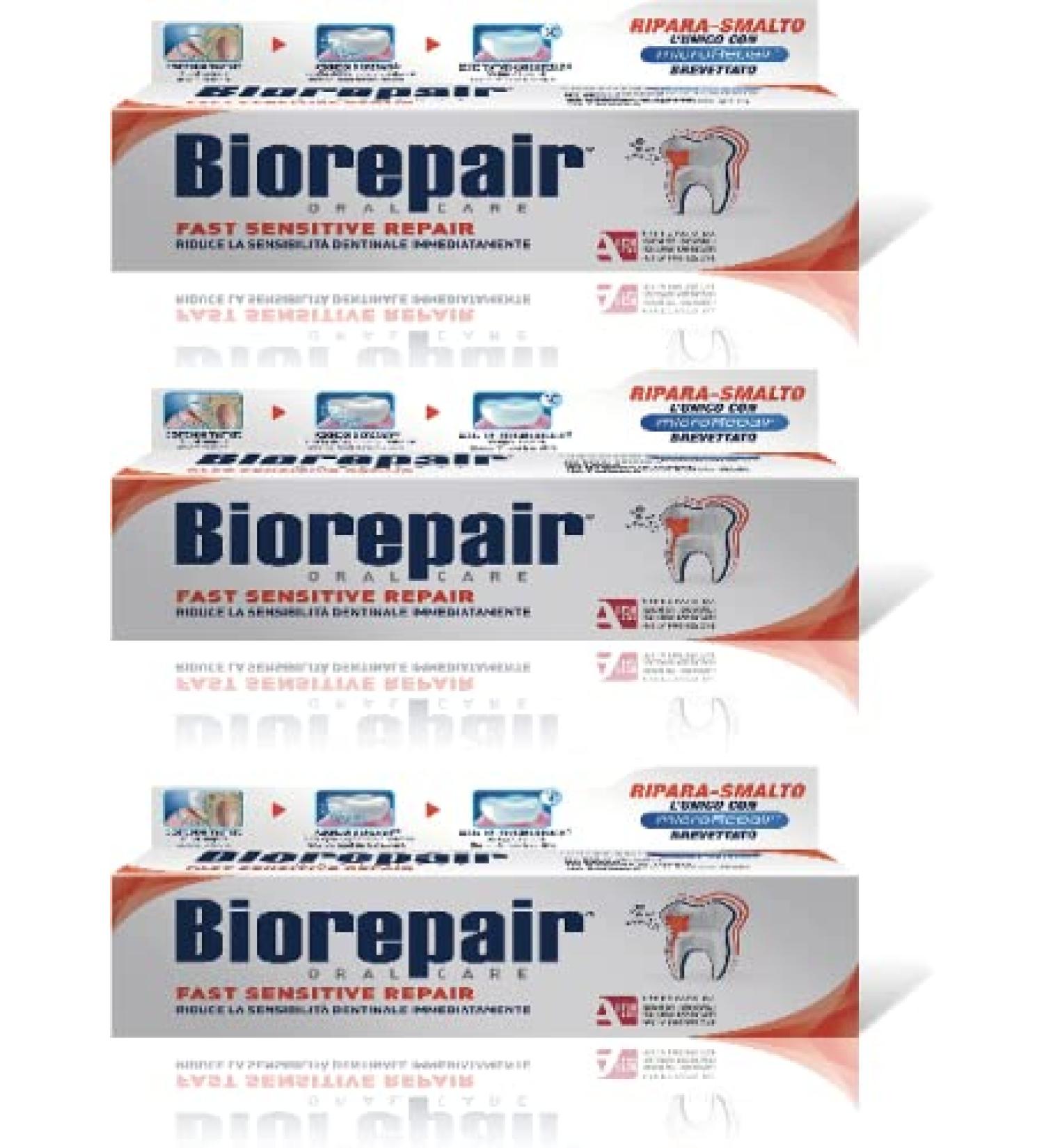 3ST Biorepair Fast Sensitive Toothpaste 75ml (Pack of 3) - Protect & Repair Acid Erosion & Plaque - Family Safe - Buy Online on GoSupps.com
