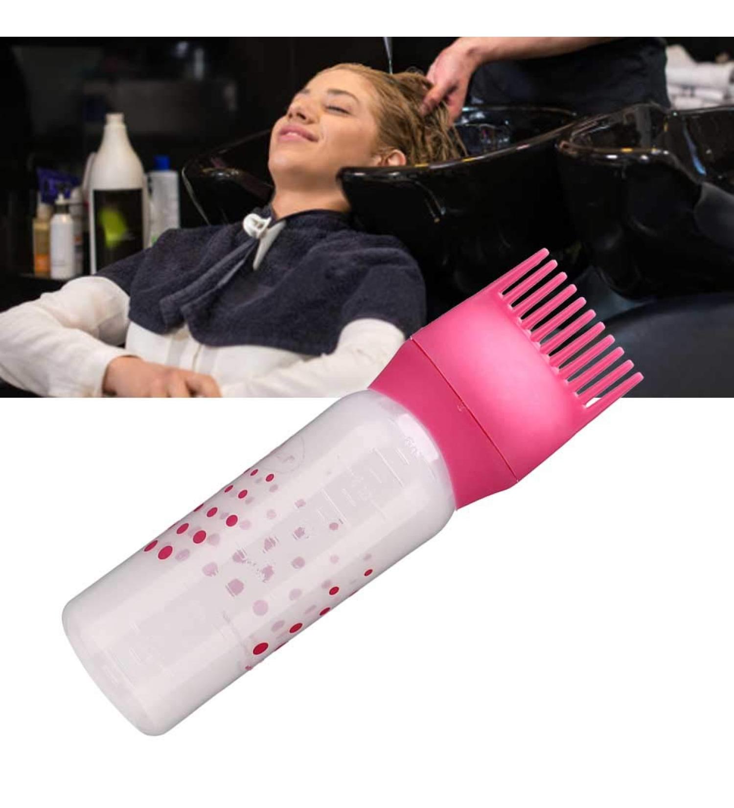 Hair Tard Bottle with Comb Applicator - 170ml Shampoo Squeeze Bottle for Salons & Barbershops (Rose Red) - Buy Online on GoSupps.com