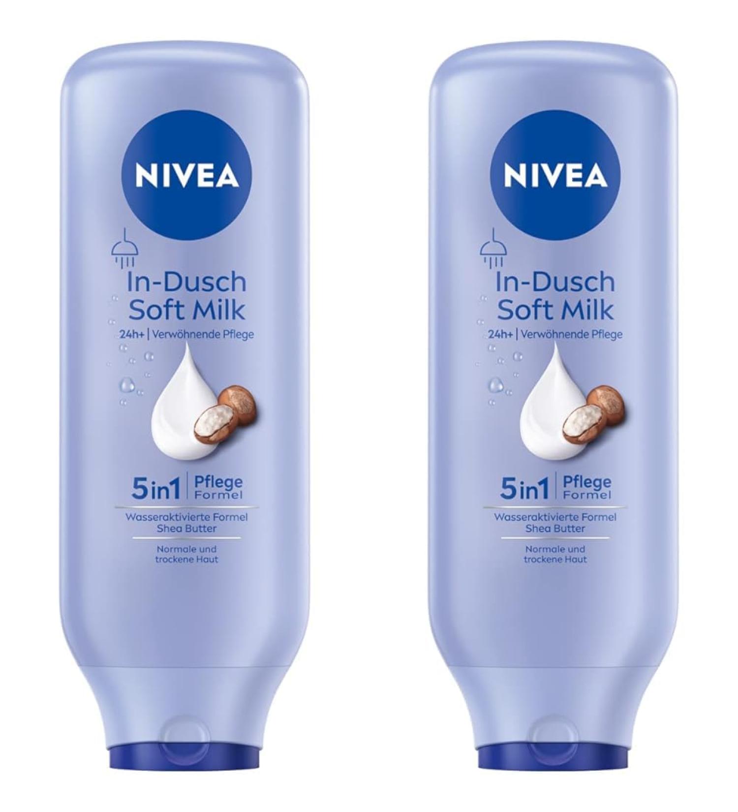 Nivea In-Shower Soft Milk 400ml | Moisturizing Body Cream with Shea Butter | 5-in-1 Care Formula | 2 Pack - International Shipping - Buy Online on GoSupps.com