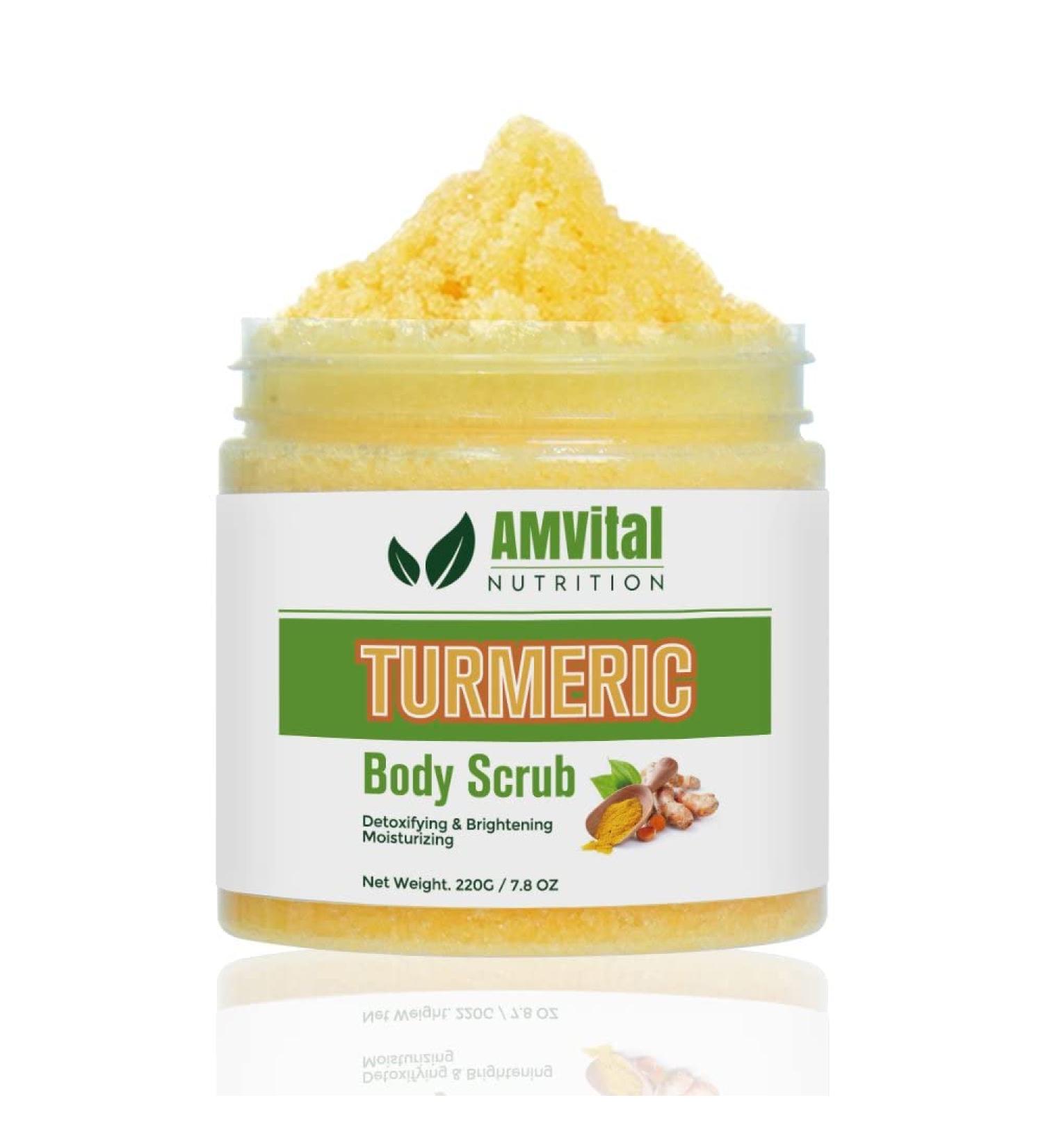 AMVital Turmeric Body Scrub - Handmade Natural Skincare for Women | Face and Body Exfoliator - Suitable for All Skin Types - Buy Online on GoSupps.com
