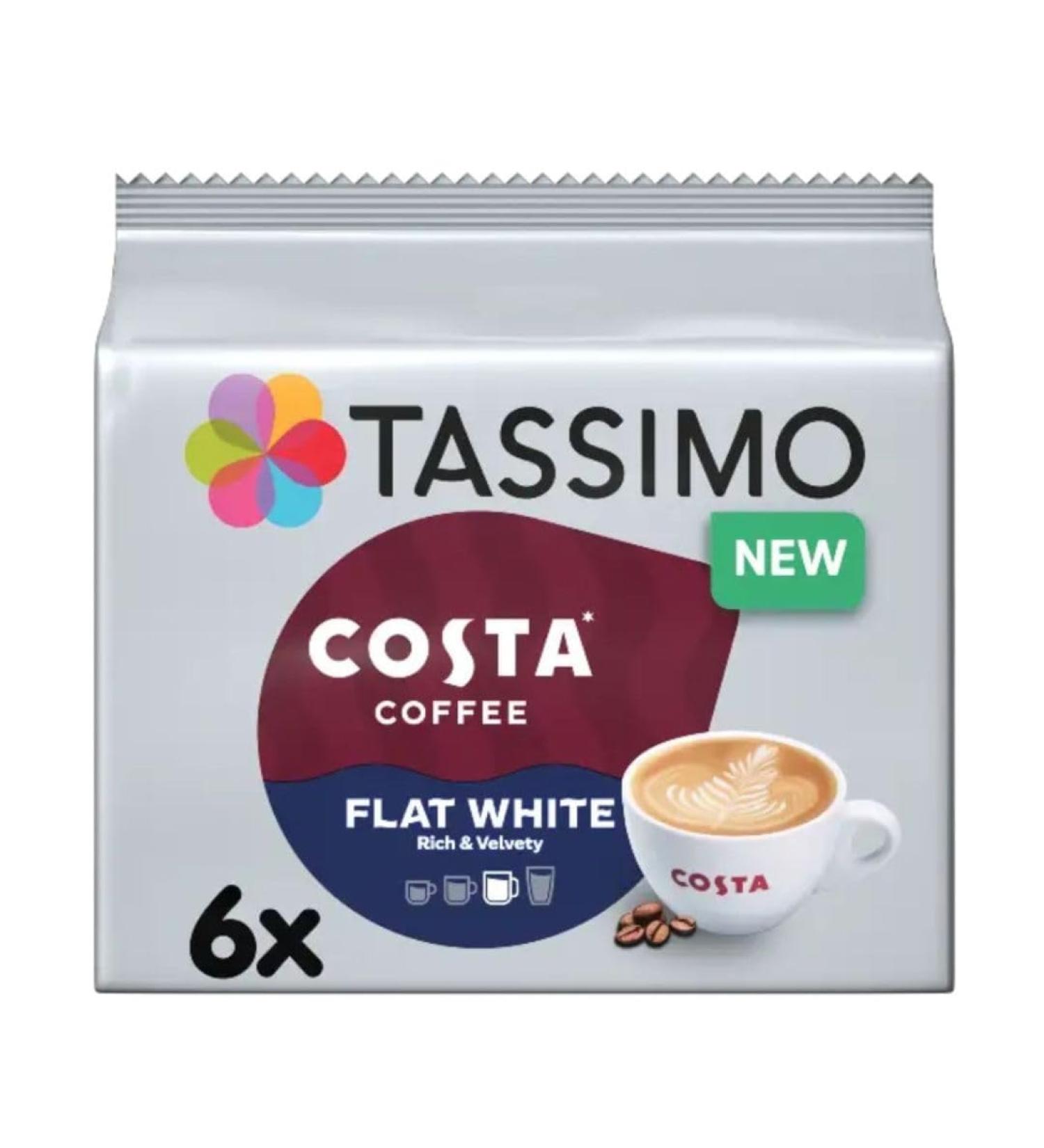 Tassimo Costa Flat White Coffee Pods 12 T-Discs 6 Drinks - Buy Online on GoSupps.com