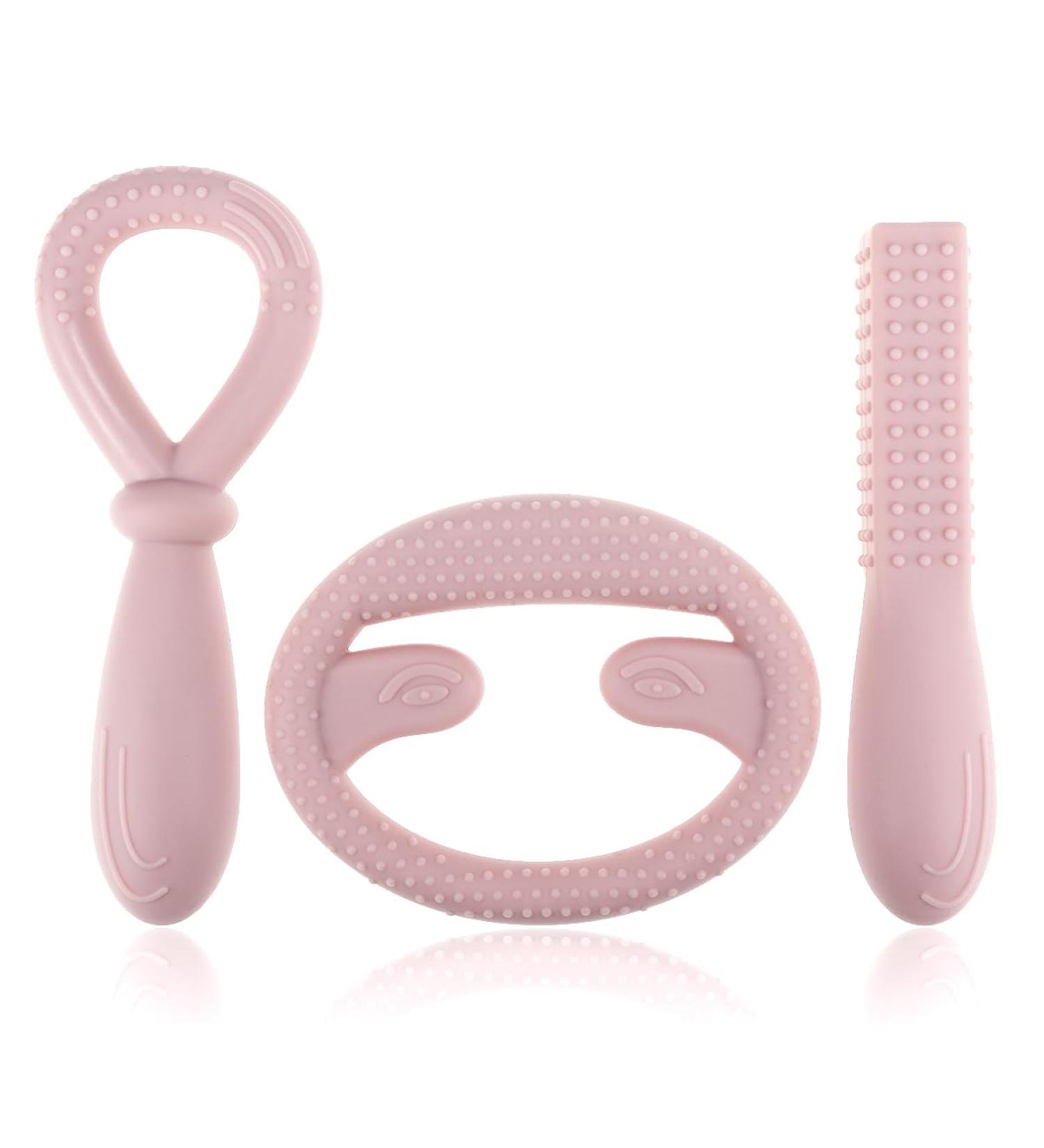 Sensory Silicone Chewing Tools for ADHD & Autism - Pack of 3 | Teething & Nail Biting Relief - Light Pink - Buy Online on GoSupps.com