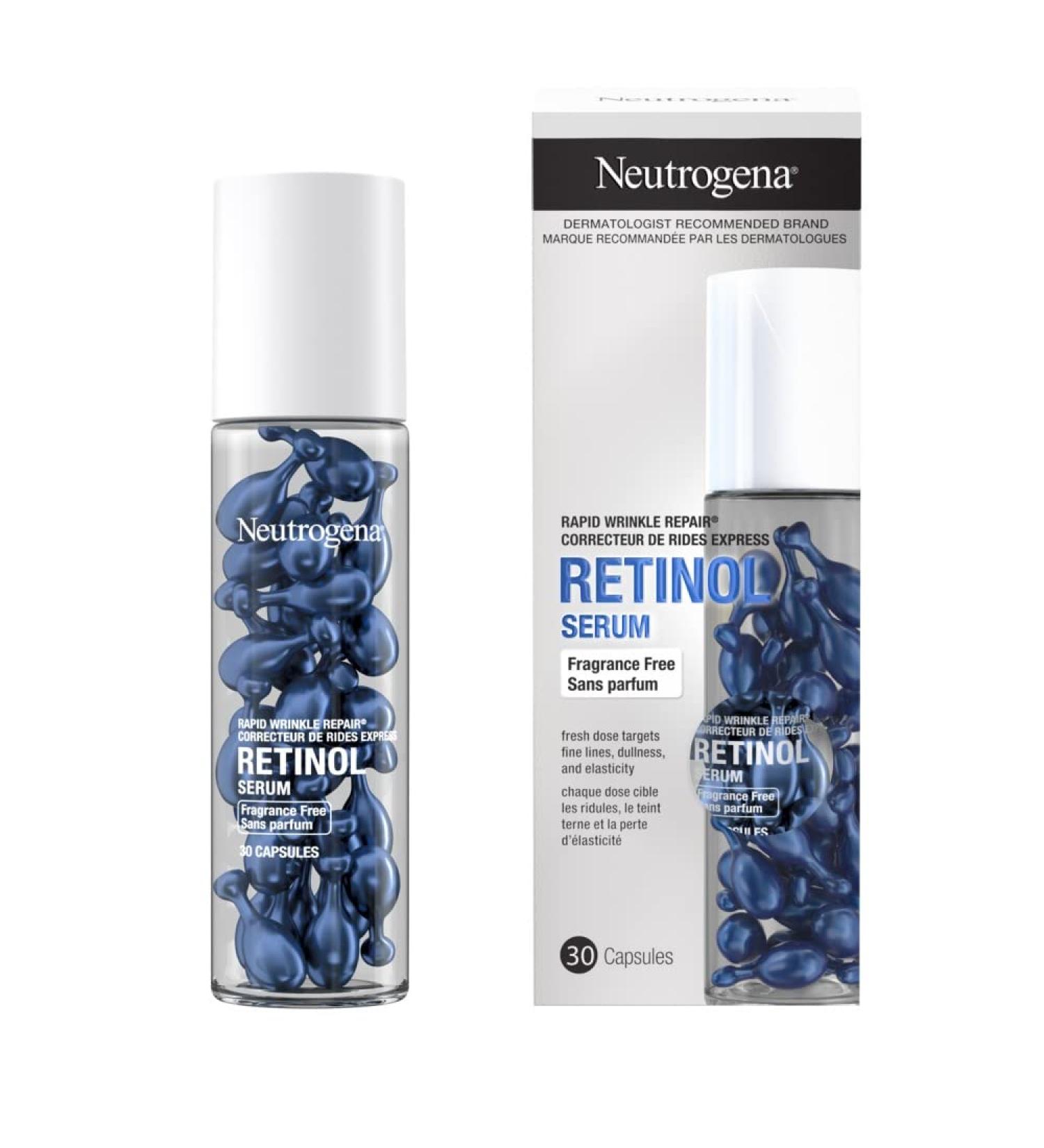 Neutrogena Rapid Wrinkle Repair Retinol Serum Capsules for Wrinkles Dark Spots Fine Lines - 30 Capsules - Buy Online on GoSupps.com