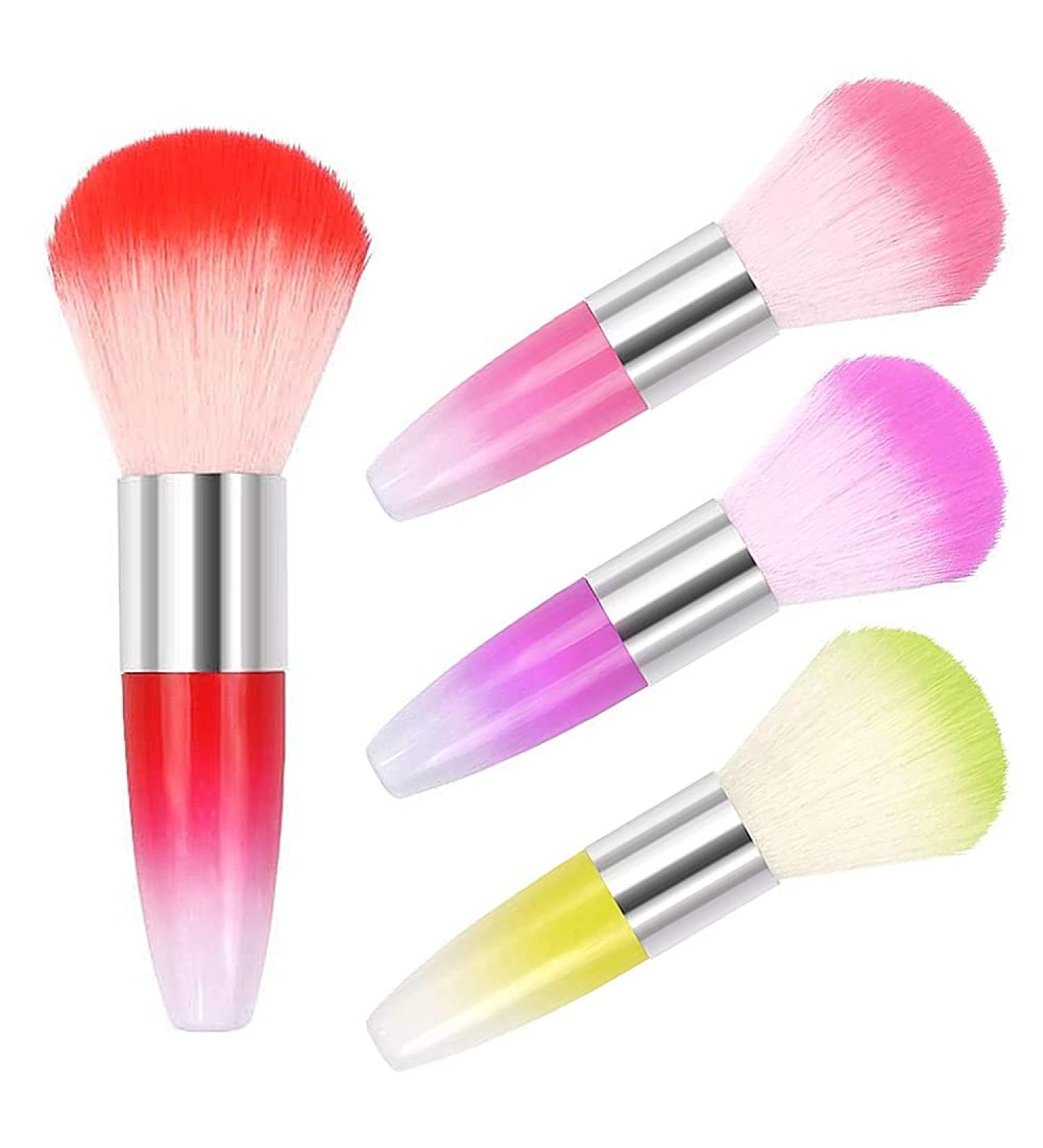 Nail Powder Brush Set - 4 Pcs Nail Dust Cleaner Brushes for UV Gel & Acrylic Nails | Nail Art Essentials in Red Pink Purple & Green - Buy Online on GoSupps.com