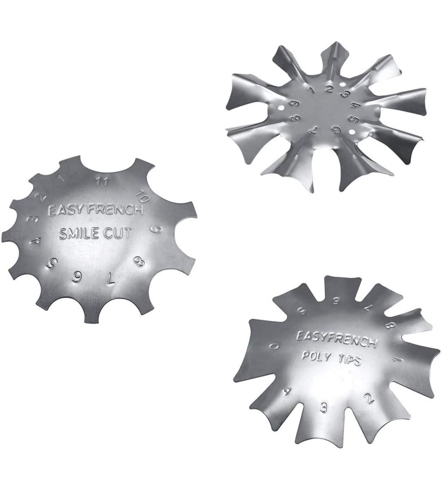 POFET Nail Art French Tips Trimmer - 3 Sizes Edge Smile Cut Line Metal Template for Perfect Nails - Buy Online on GoSupps.com