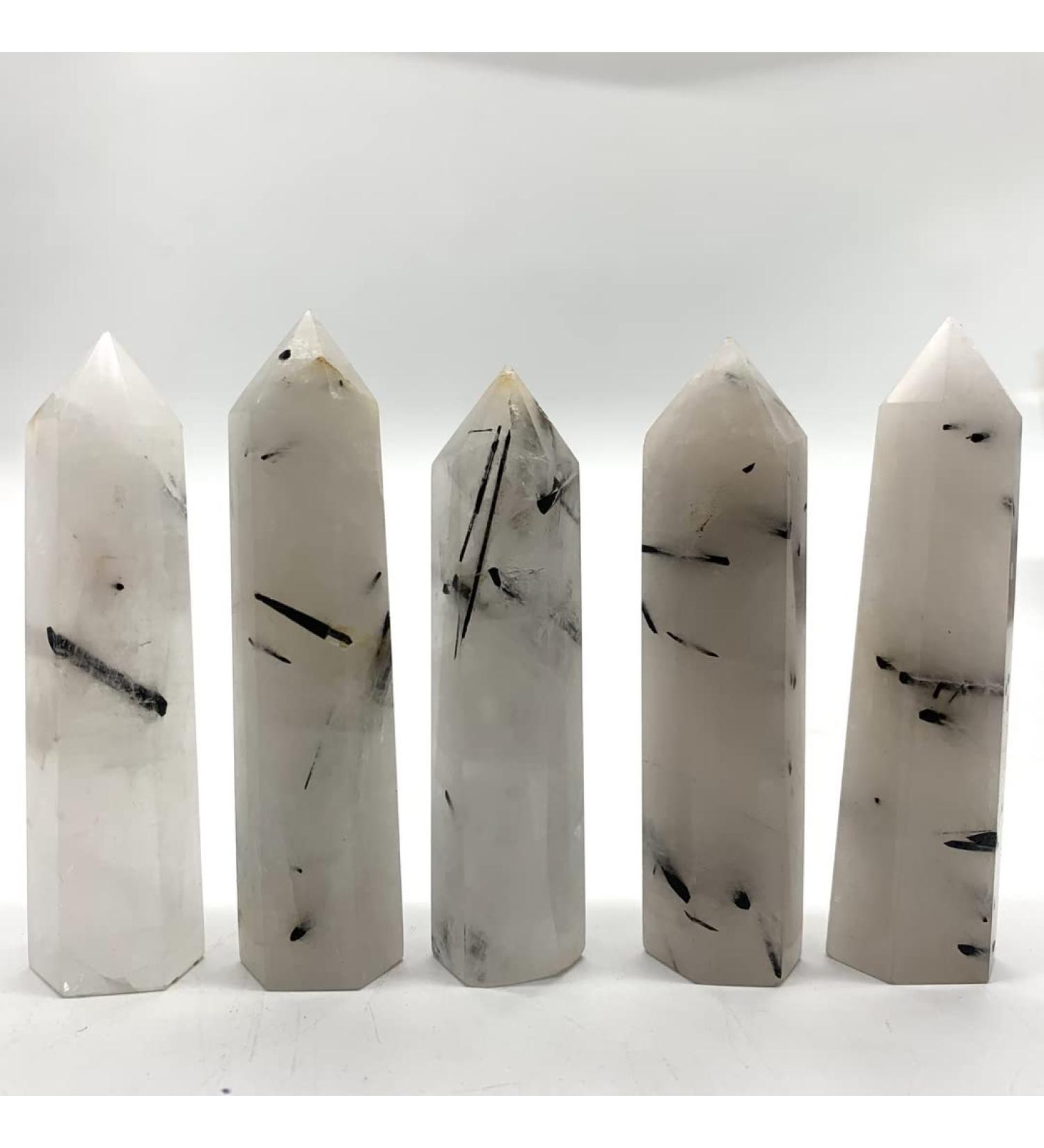 ERNZI Natural Tourmaline Black Hair Quartz Point Wand - 40-60mm Reiki Crystal for Healing & Energy - Buy Online on GoSupps.com