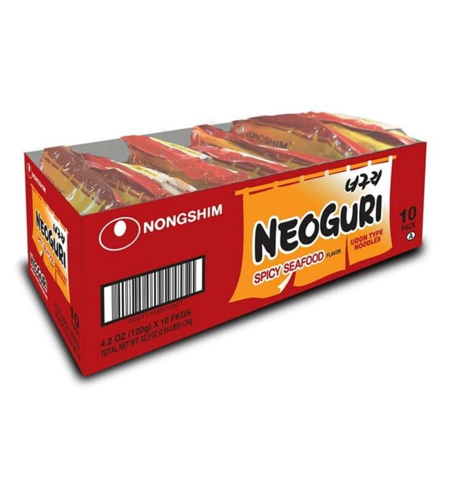 Nongshim Neoguri Spicy Seafood Flavour Ramyun Noodle Soup in Single Packs 120g x 10 (10 Pack Case /1.2 kg Total) - Buy Online on GoSupps.com