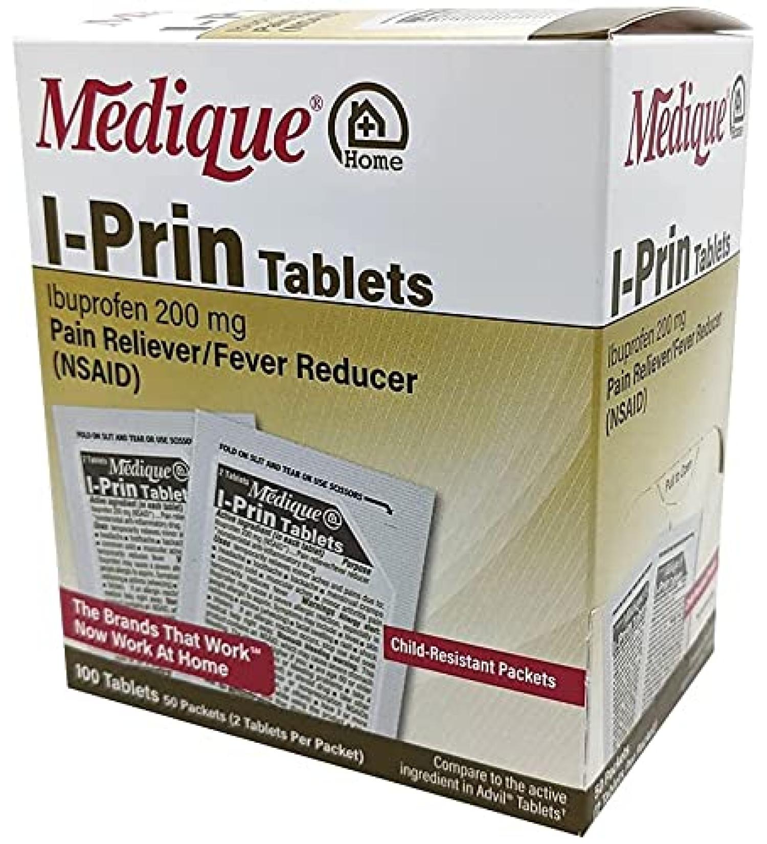 Medique Home Iprin Ibuprofen 200 mg Tablets - 100 Count Box - Buy Online on GoSupps.com
