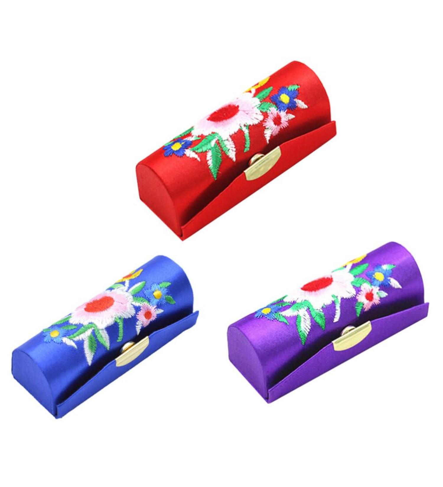 Zerodeko 3pcs Lipstick Organizer Lipstick Gift Holder Lipstick case Mirror Stand Blue Wallet Mirror Brackets Embroidered Makeup Box - Buy Online on GoSupps.com