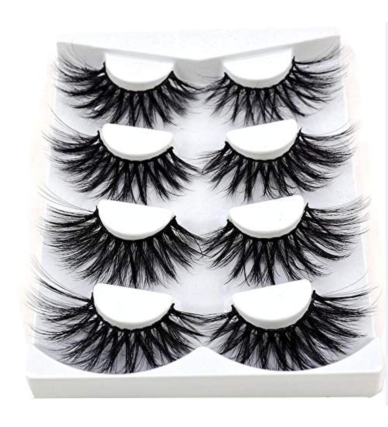 4 Pairs of Soft Real Hair False Eyelashes - Thick & Long 3D Fiber #06 - International Shipping Available - Buy Online on GoSupps.com