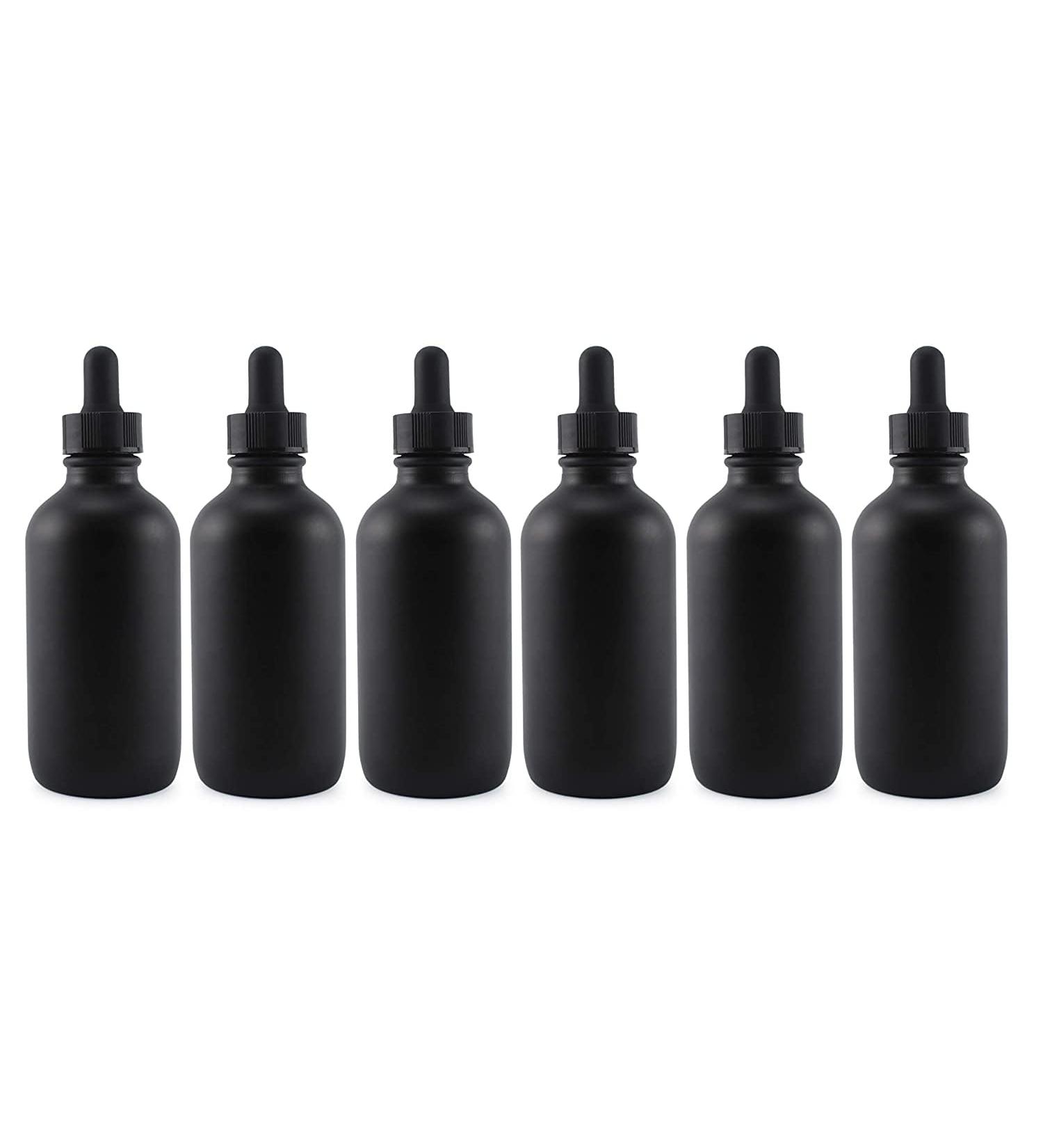Cornucopia Black Glass Refillable Dropper Bottles - 118 ml Pack of 6 for Essential Oils Cosmetics & Cooking - International Shipping Available - Buy Online on GoSupps.com