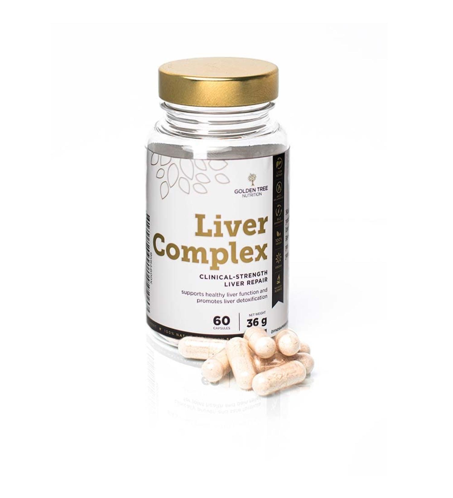 Golden Tree Liver Complex - 100% Natural Vegan Liver Detox with Milk Thistle Artichoke Dandelion & Essential Vitamins - Buy Online on GoSupps.com