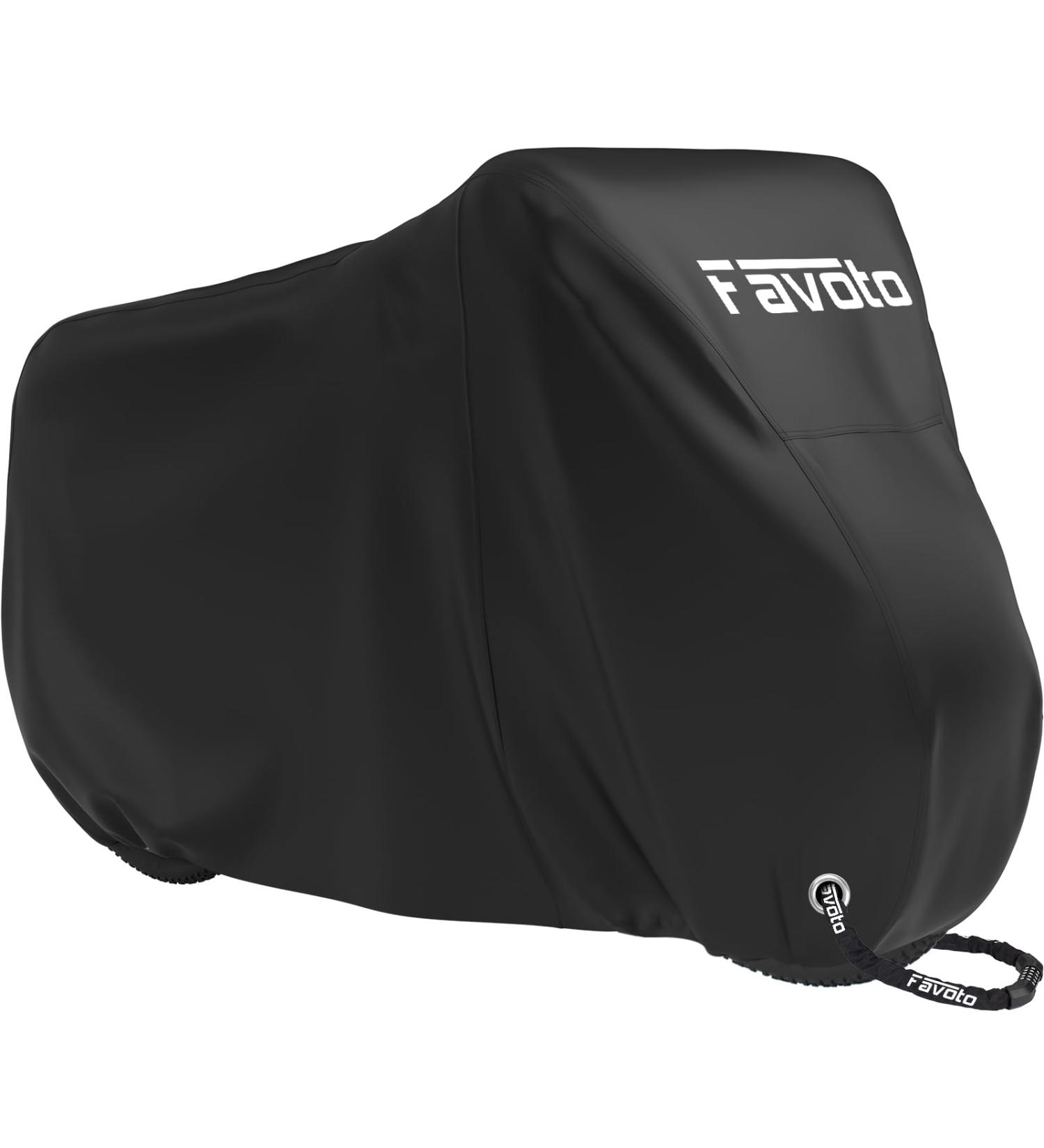 Favoto Waterproof Bicycle Cover - 210D Oxford Bike Garage Protection - XL 200x110x70cm Black - Durable & Portable with Storage Bag - Buy Online on GoSupps.com