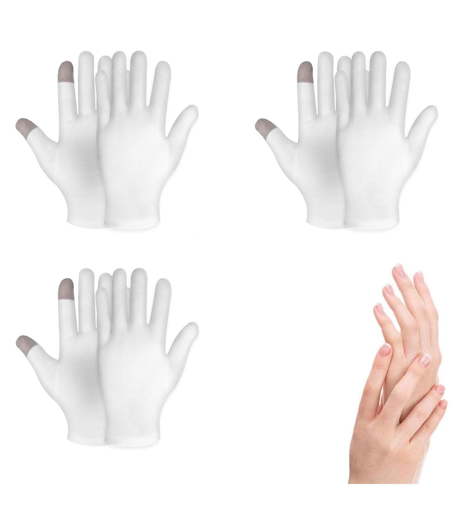 Moisturizing Gloves with Touch Screen Function | Premium Cotton for Bedtime | Ideal for Eczema and Sensitive Skin | Spa Therapy | One Size Fits Most - Buy Online on GoSupps.com