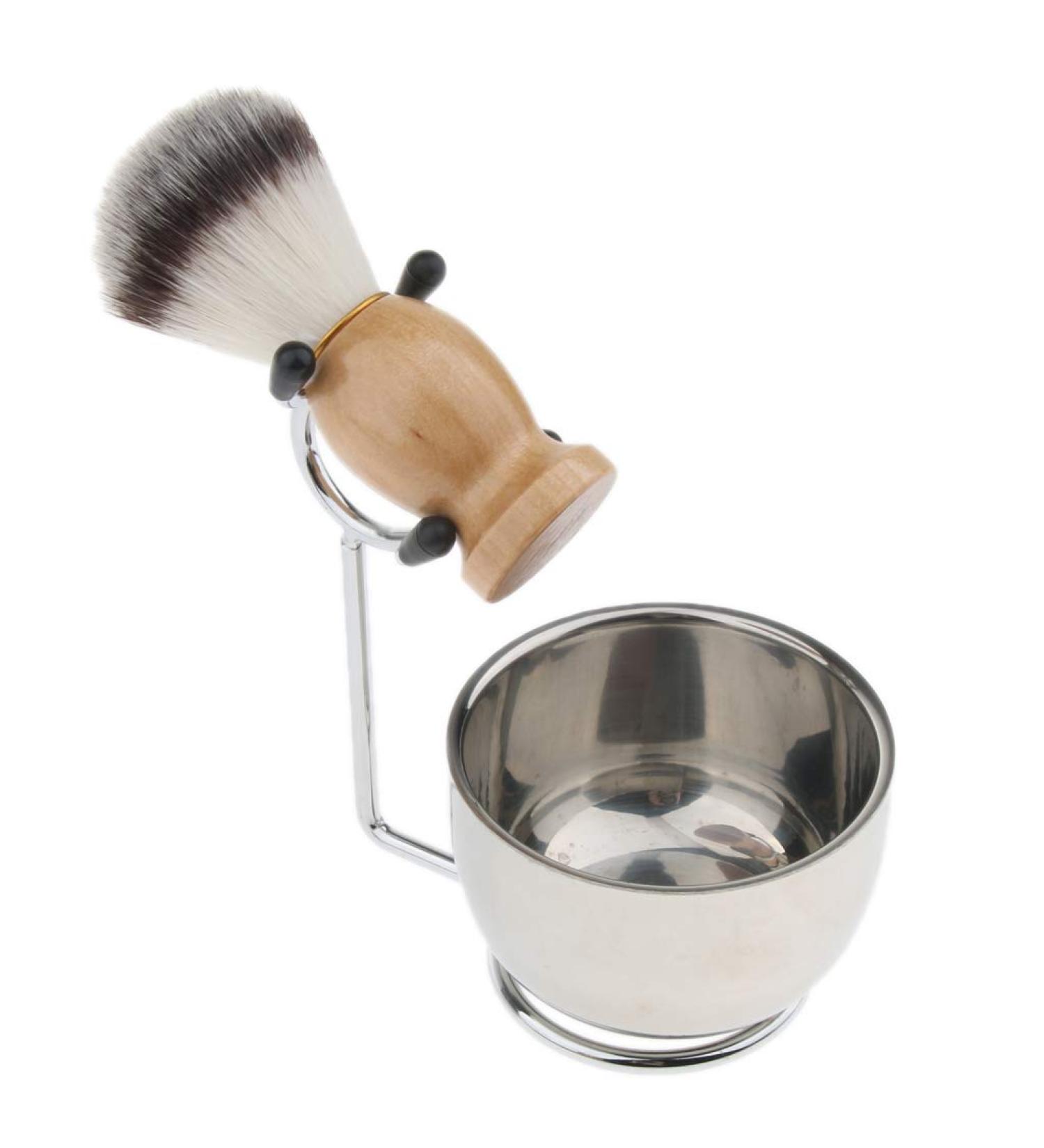 Lefeda Simply Men's Rasier Brush Set - Rust-Free Beard Care with Holder Rack Soap & Bowl - 9.5x12.5cm Silver - Ideal for Home Shaving - Buy Online on GoSupps.com