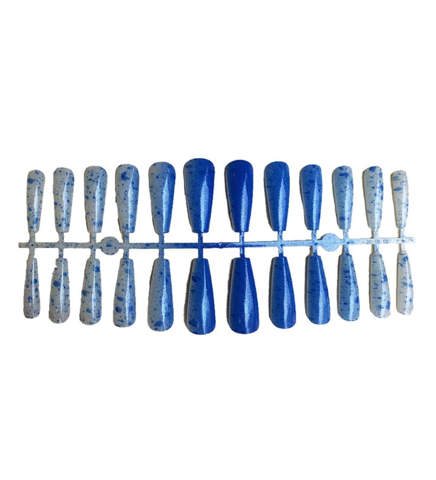 dijiusidy 24 Pieces Nails T Shape Extra Long Full Wrap False Nail Tips Women Decor Fingernail Supply Manicure Accessory blue - Buy Online on GoSupps.com