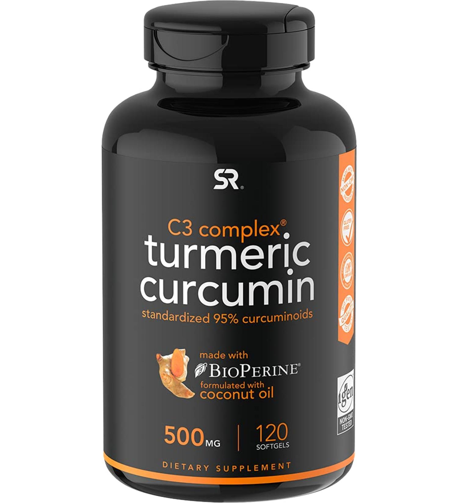 Sports Research Turmeric Curcumin C3 Complex 500 mg 120 Softgels - Buy Online on GoSupps.com