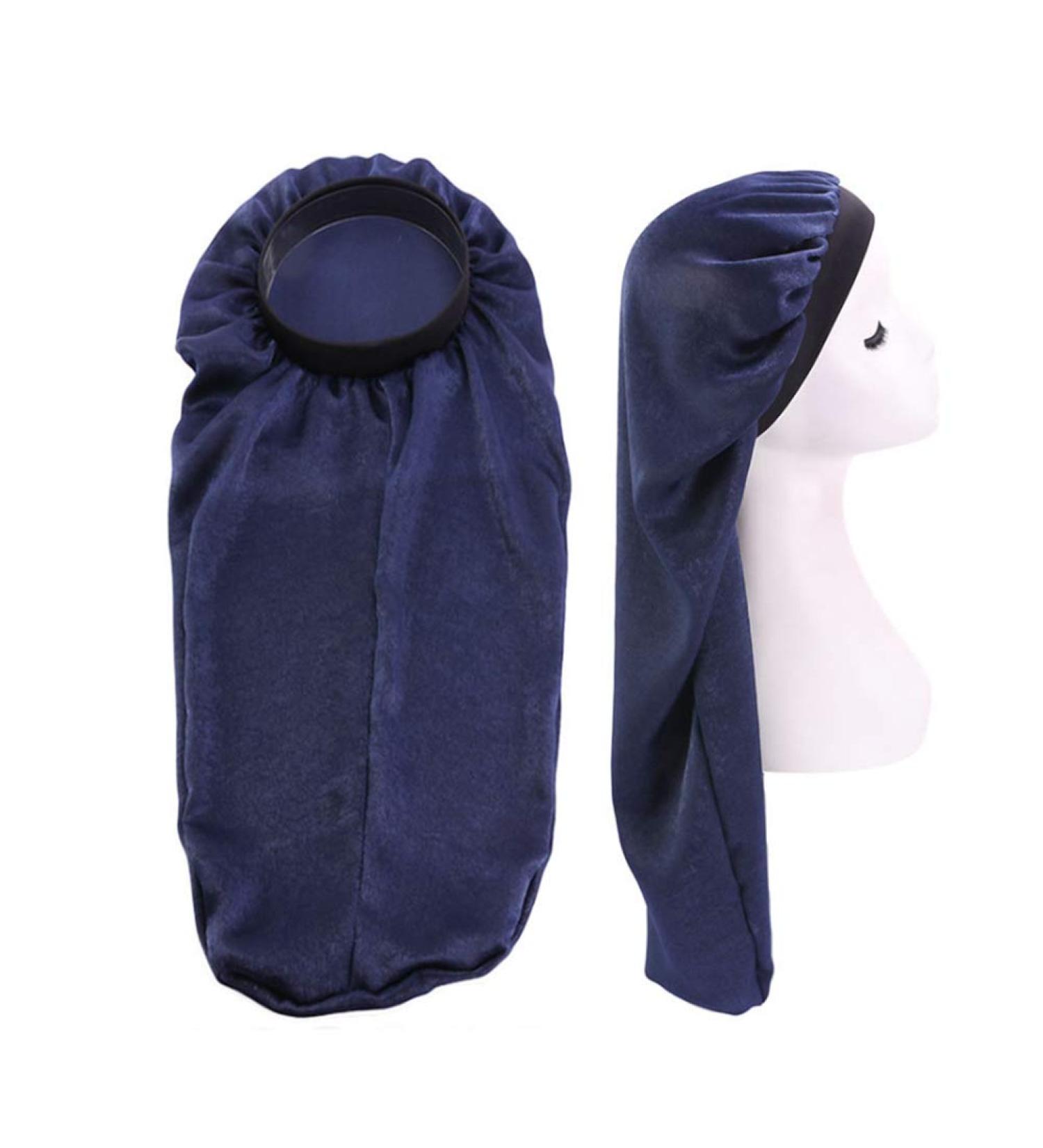 Extra Long Satin Bonnet Night Sleep Cap for Women - 26 inches Blue - Soft Double Layer for Long Hair, Braids, Curly Hair, Dreadlocks - Buy Online on GoSupps.com