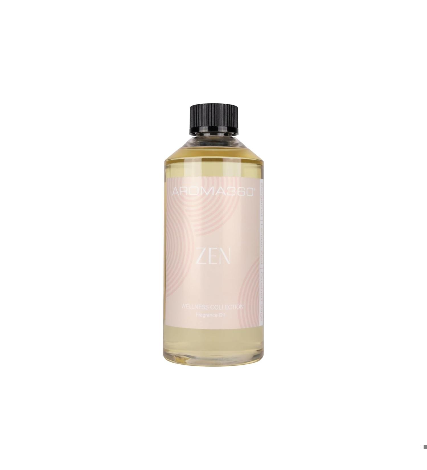 Aroma360 - Zen Fragrance Oil Blend - Luxury Aromatherapy Scent Diffuser Oil - Bergamot, Lemon Zest and Crushed Sage 16.9 fl oz, 500mL